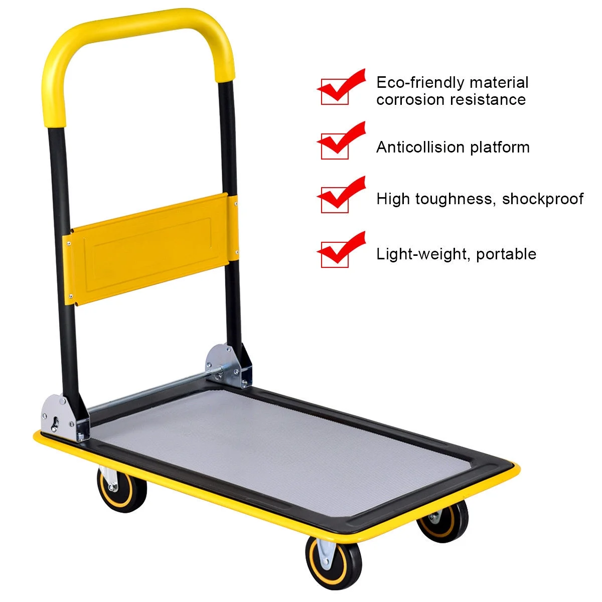 Costway 330lbs Folding Platform Cart Dolly Push Hand Truck Moving Warehouse Foldable