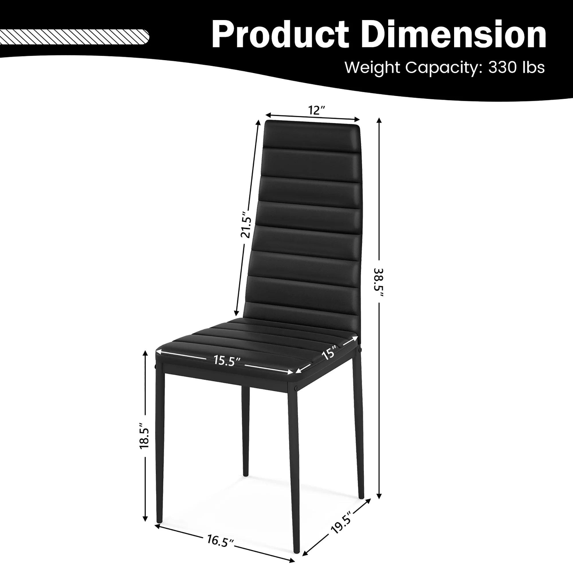 Gymax Set of 6 Dining Side Chair PVC High Back Metal Legs Kitchen Home Furniture Black