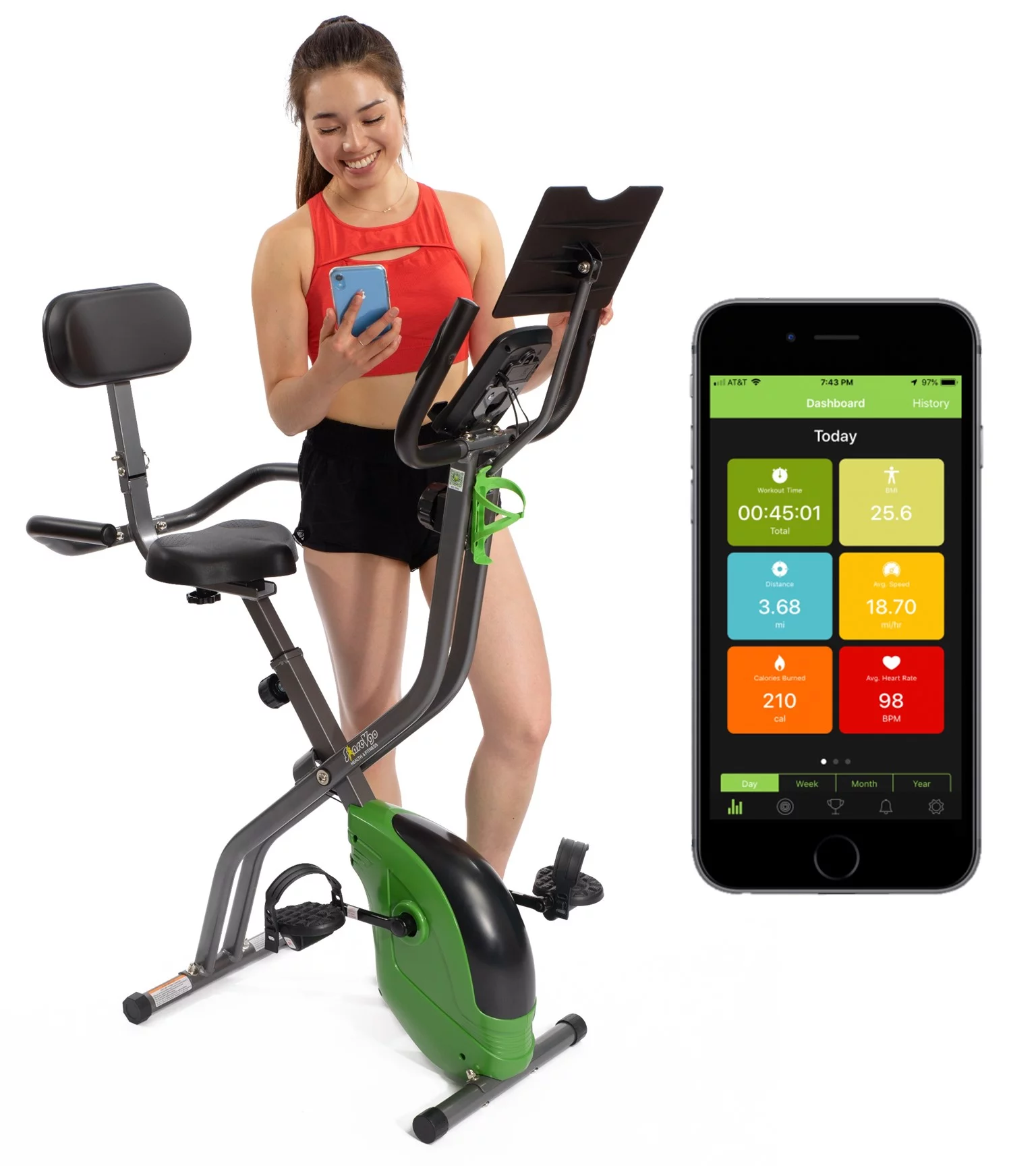 ShareVgo Smart Folding Magnetic Exercise Bike Bluetooth Semi-Recumbent Exercise Bike with Tablet Holder – SXB1000