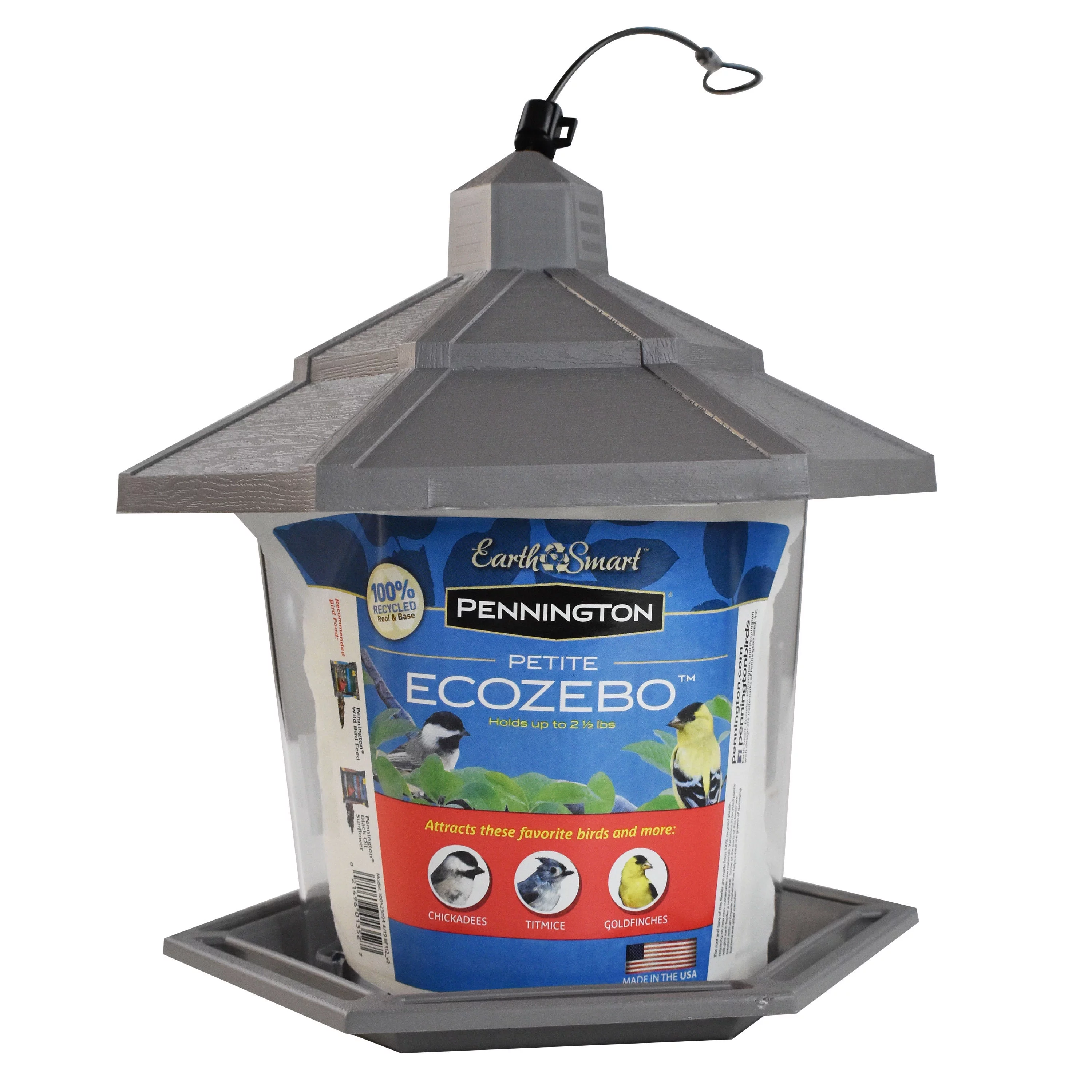 Pennington Earth Smart, Gray Plastic, Hopper Wild Bird Feeder, 2.5 lb. Capacity