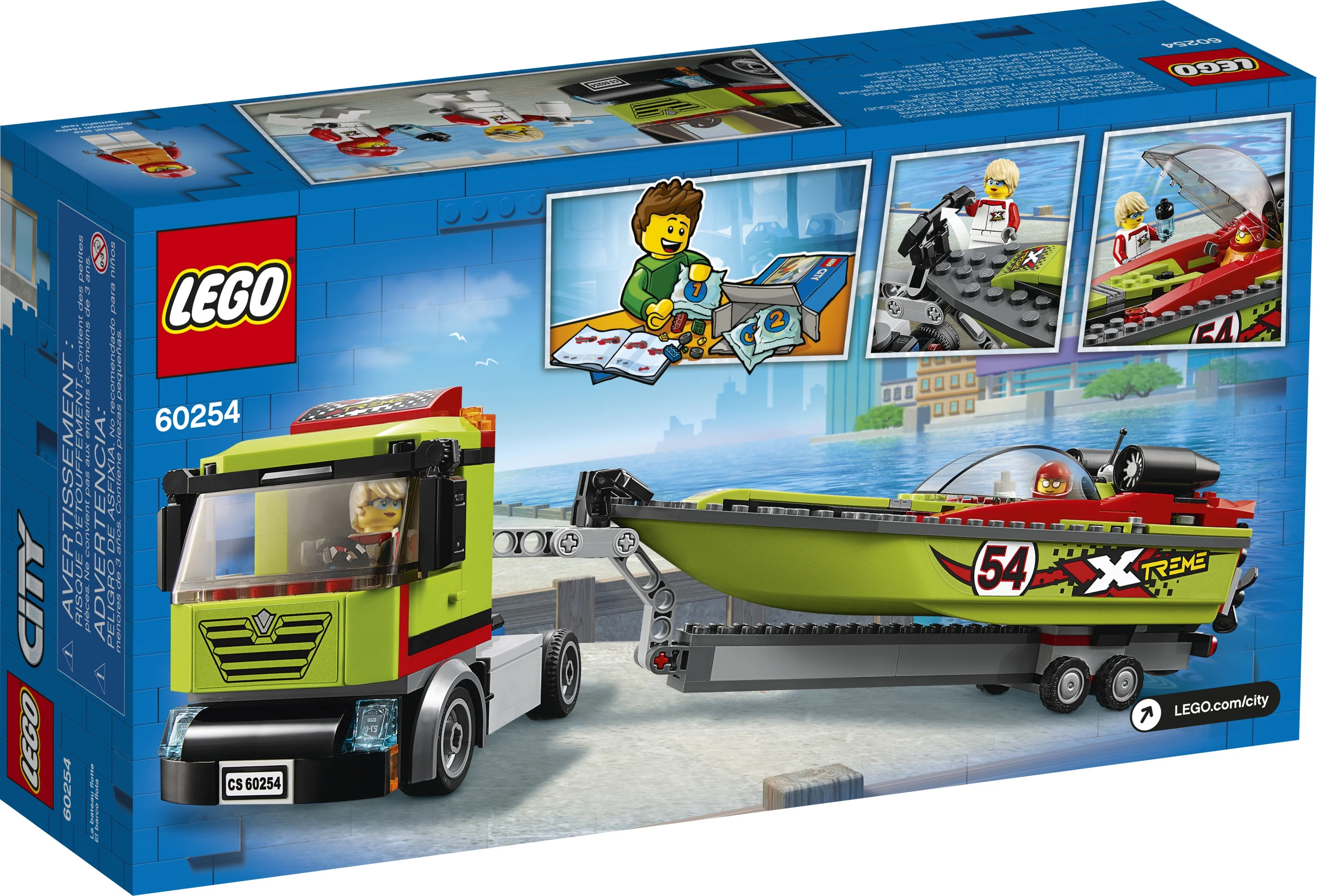 LEGO City Race Boat Transporter 60254 Vehicle Building Set for Kids (238 Pieces)