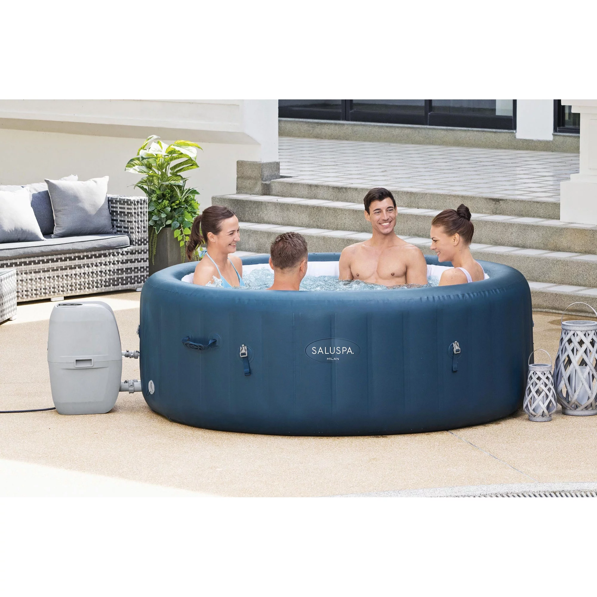 Bestway SaluSpa Honolulu AirJet Inflatable Hot Tub with 140 Jets, Gray