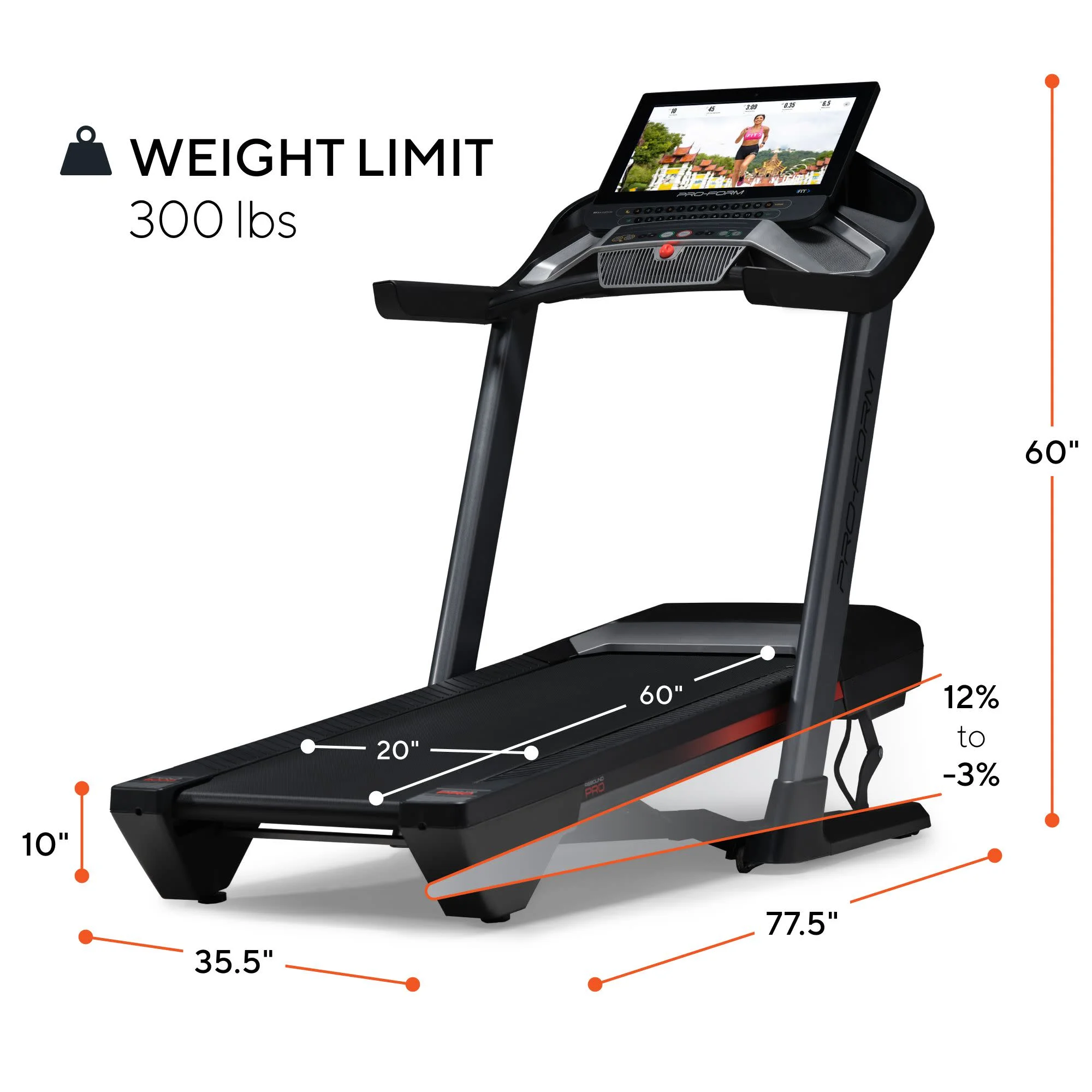 ProForm Pro 9000; Treadmill for Walking and Running with 22?? Touchscreen and SpaceSaver Design