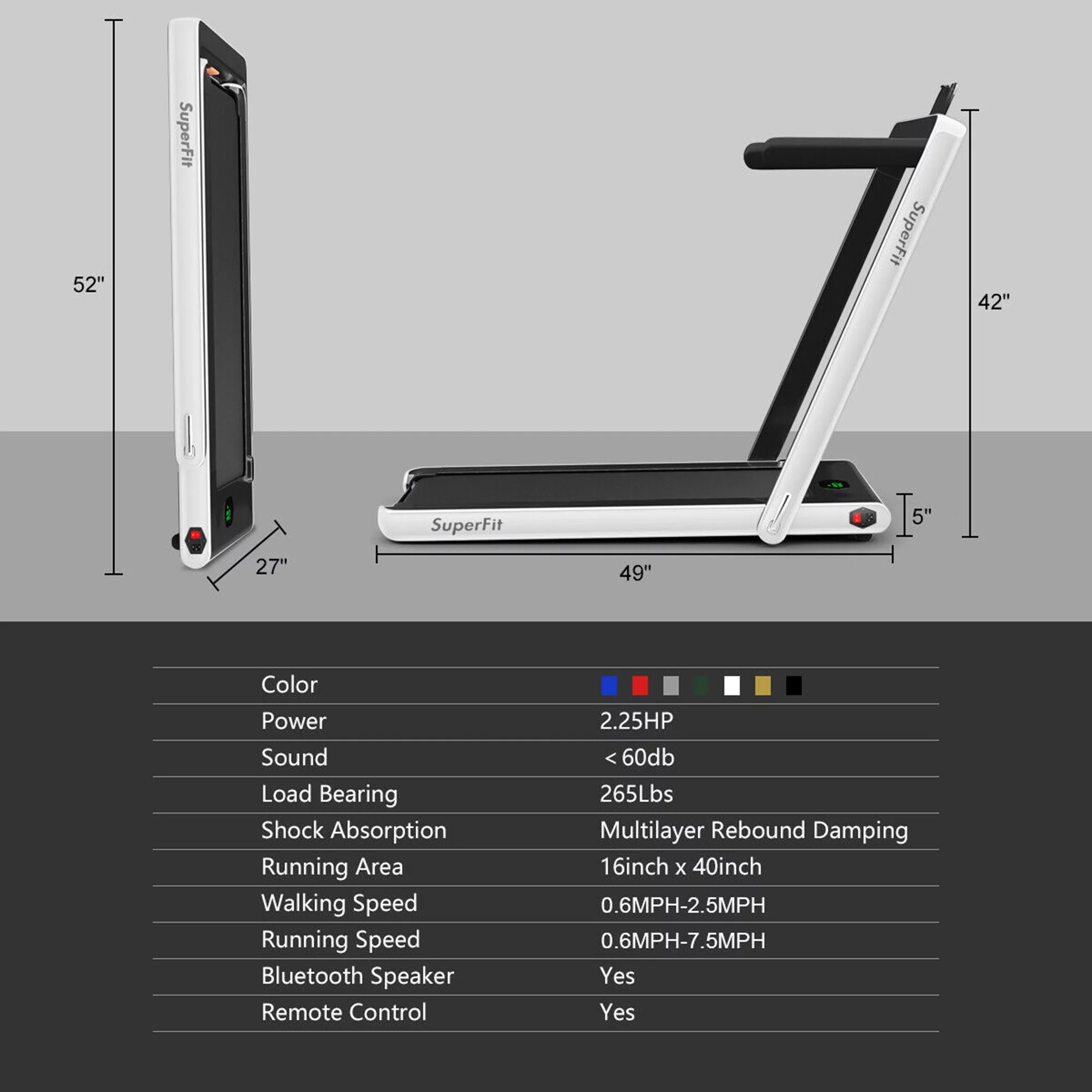 Gymax Motorized Treadmill Folding Under Desk Electric Treadmill W/APP Red