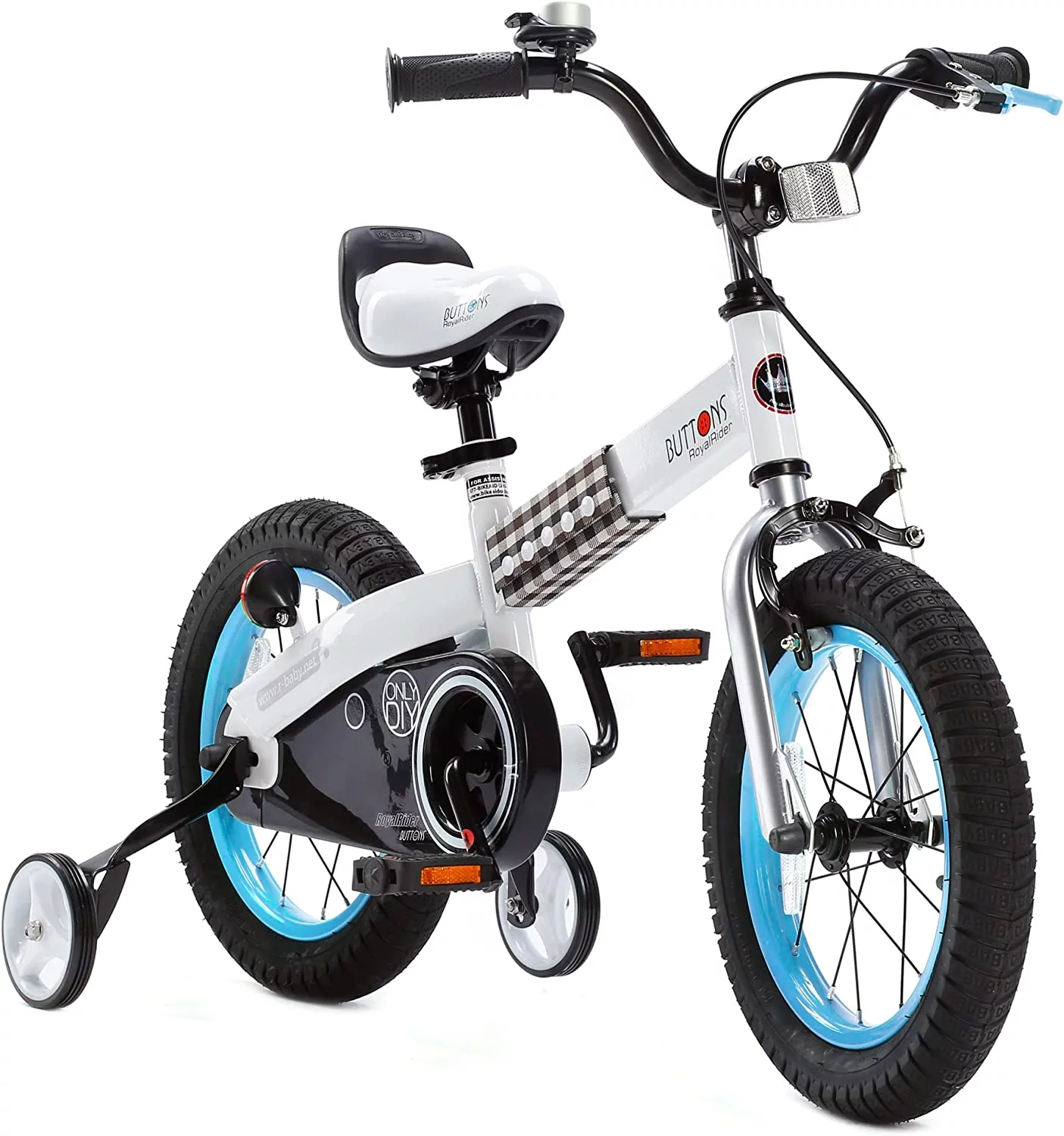 RoyalBaby Buttons Blue 16 inch Kid’s Bicycle With Training Wheels and Kickstand