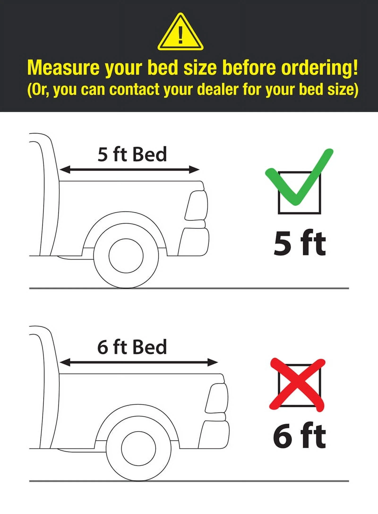 MaxMate Soft Tri-fold Truck Bed Tonneau Cover Compatible with 2016-2023 Toyota Tacoma | 5′ (60″) Bed | TCT371630