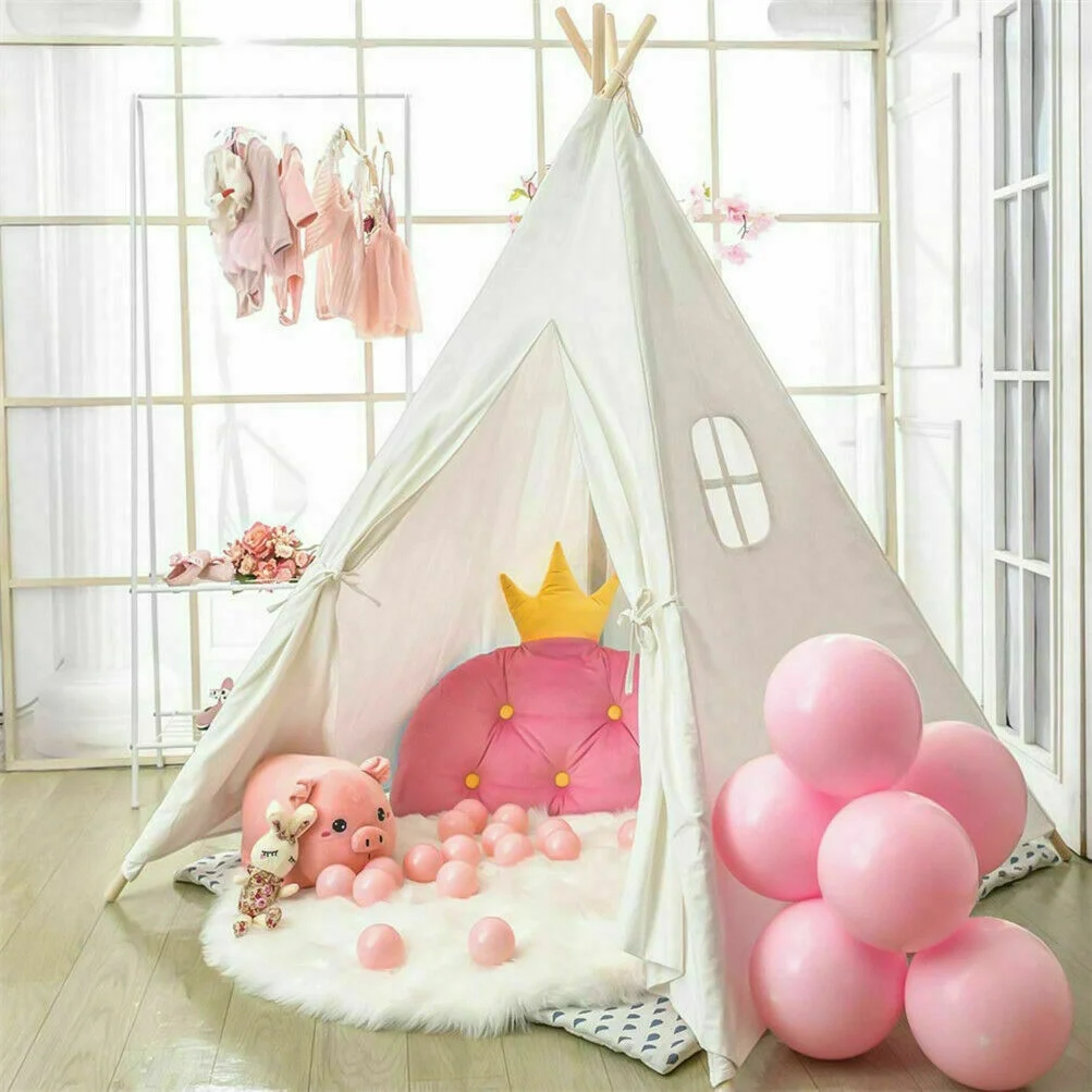 YouLoveIt Play Teepee Tent for Kids Play Tent Children Play House Children Teepee Play Tent Foldable Tent Indoor Outdoor Canvas Playhouse, 3 Colors