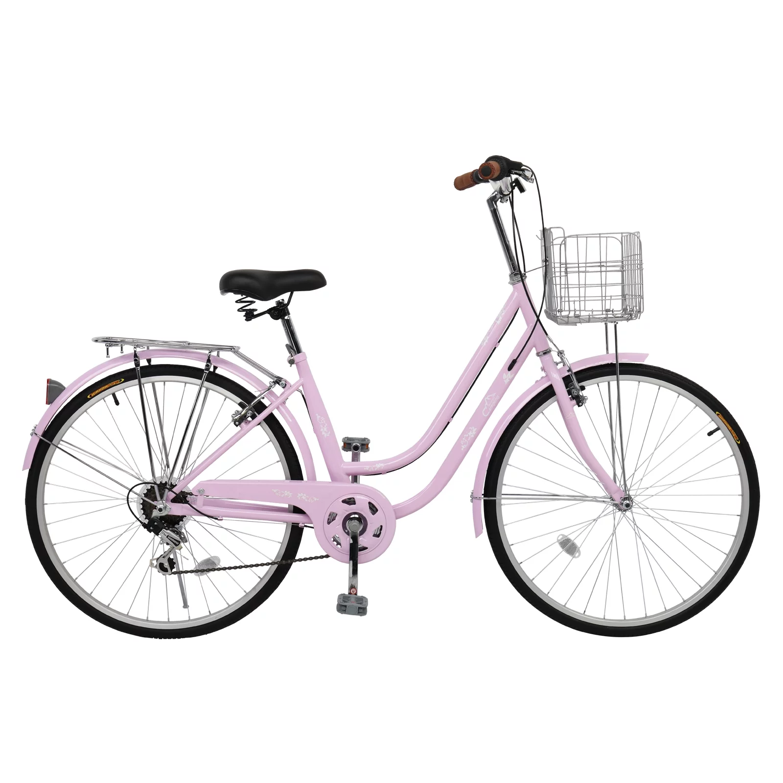 Campingsurvivals 26in 7-Speed Commuter Bicycle, Adjustment Height Multi-Use City Bike Pink