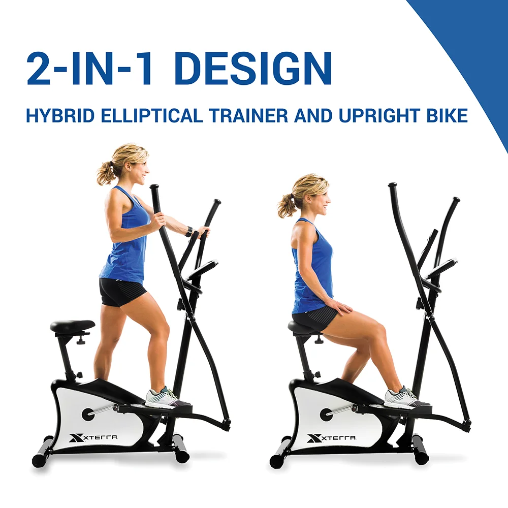 XTERRA Fitness EU100 2-in-1 Hybrid Elliptical Trainer Upright Bike