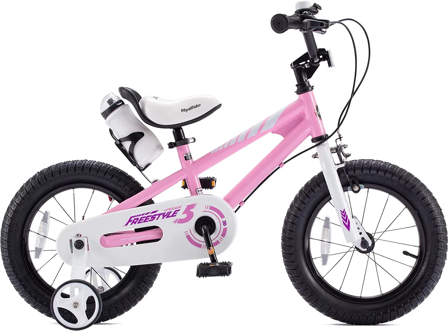 Royalbaby Freestyle 14 In Red Kids Bike Boys and Girls Bike Two hands brakes