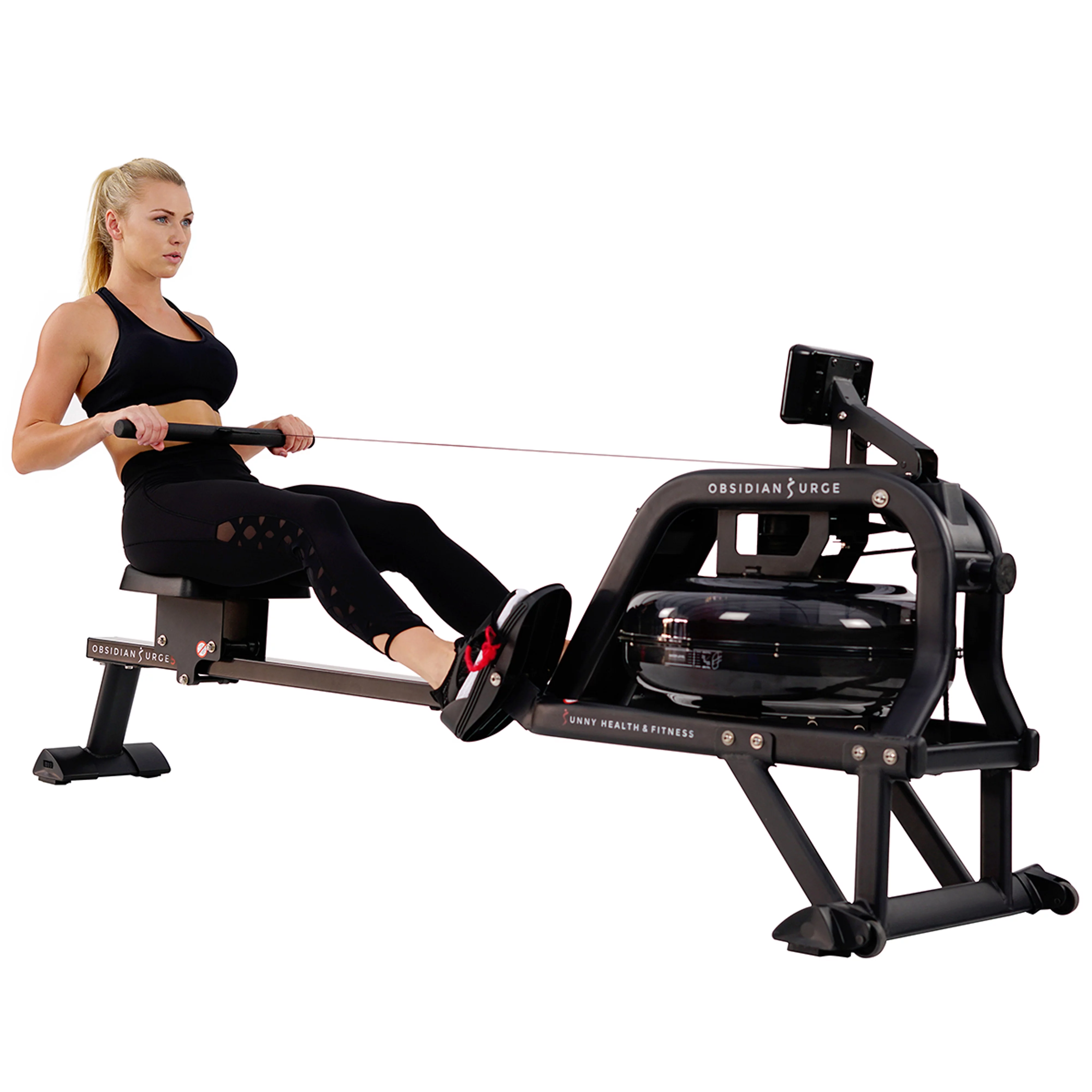 Sunny Health & Fitness Water Rowing Machine Rower for Home Exercise Workouts, Full Body Cross Fit Training, LCD Monitor SF-RW5713