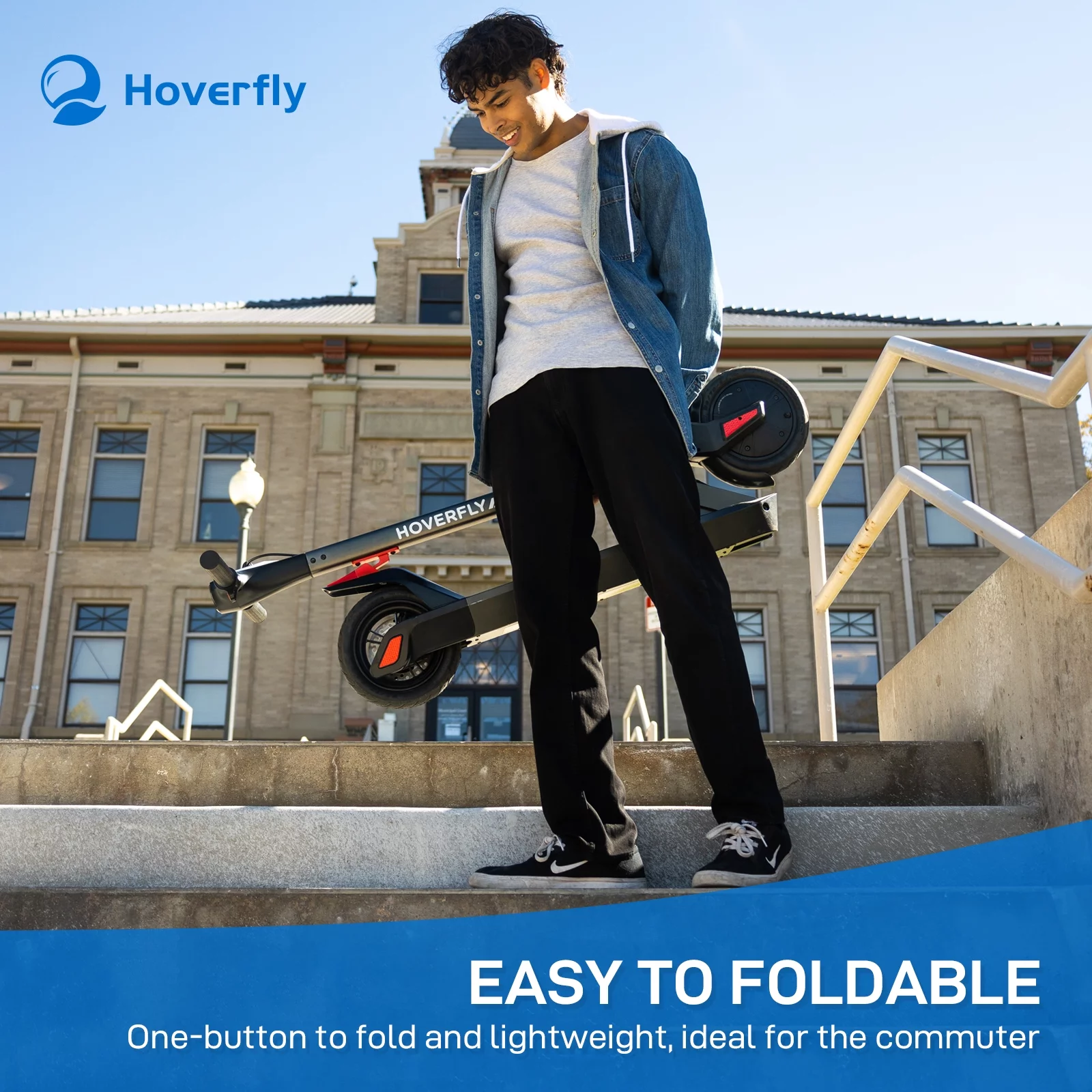 HOVERFLY F1 Adults Electric Scooter, 300W Motor Up to 15.5 mph, 12-15 Miles Range, 8.5-inch Foldable Commuter Electric Scooter for Adults