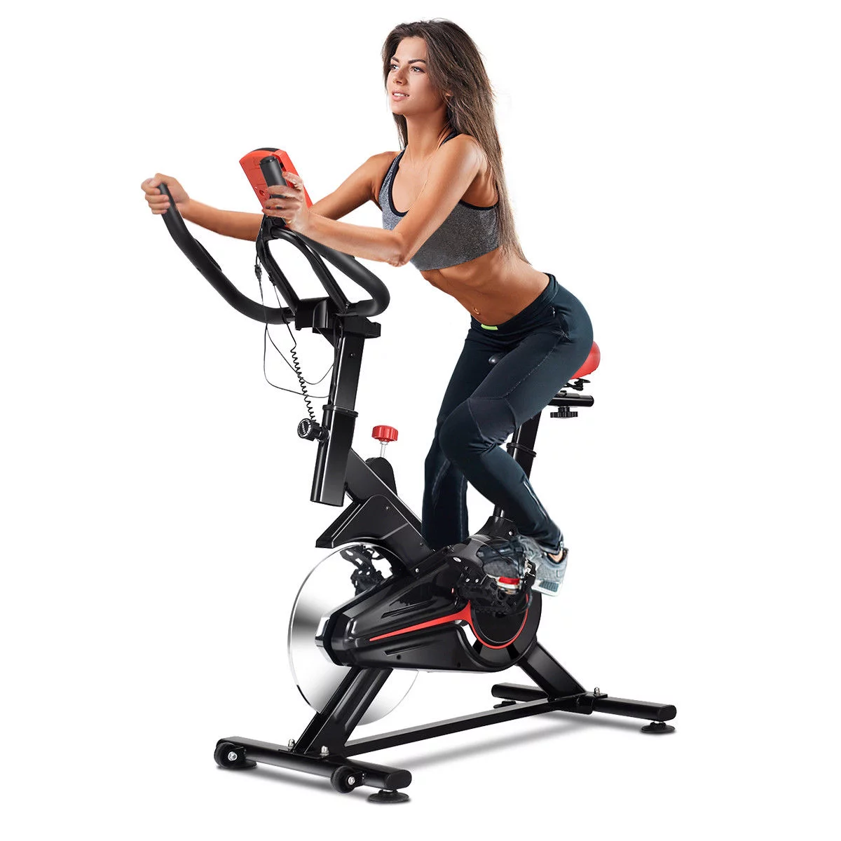 Gymax Indoor Cycling Bike Exercise Cycle Trainer Fitness Cardio Workout LCD Display