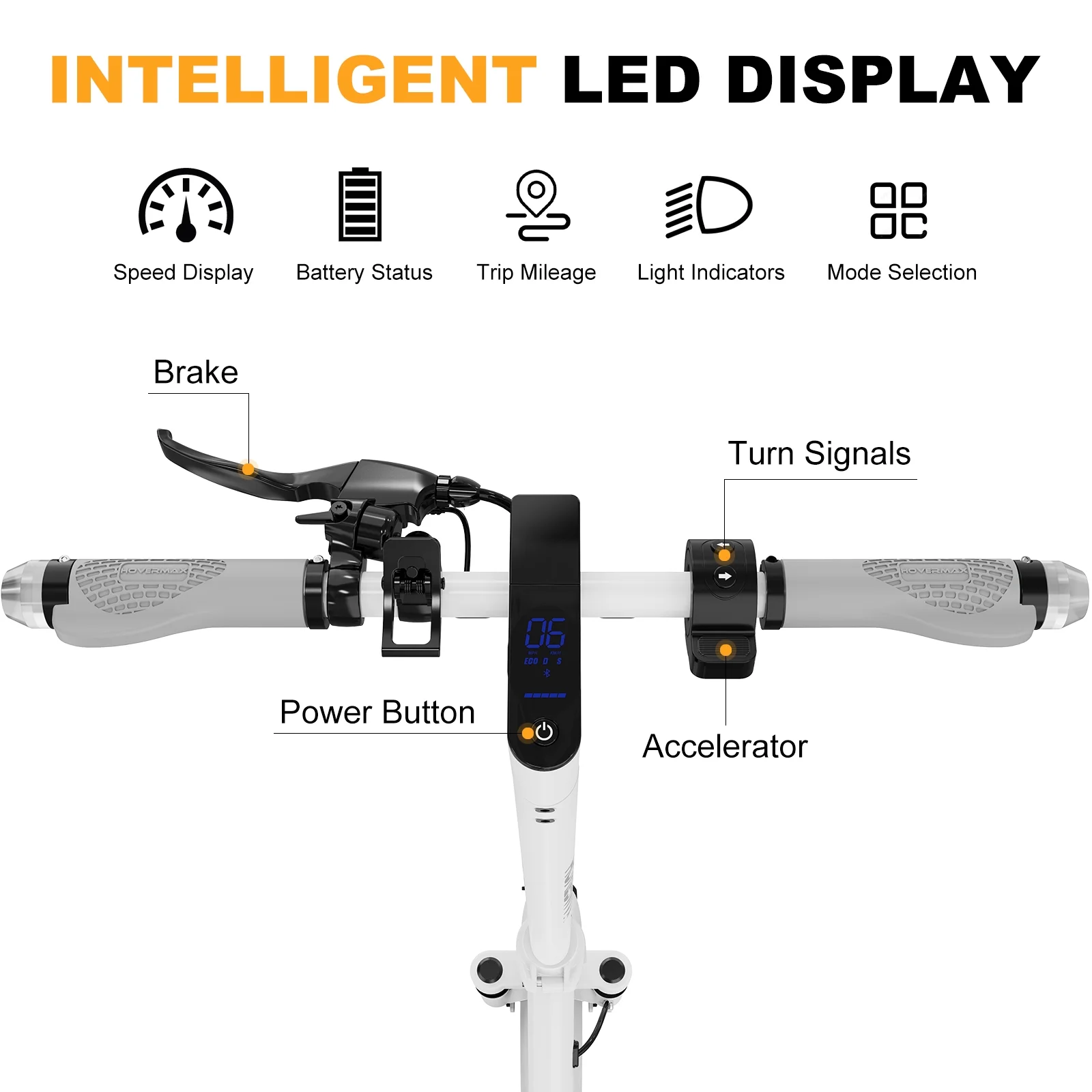 HOVERMAX H10K Pro Electric Scooter, 500W Motor 19MPH Top Speed 22 Miles Long Range, 10” Solid Tires Folding Electric Scooter for Adult Commute