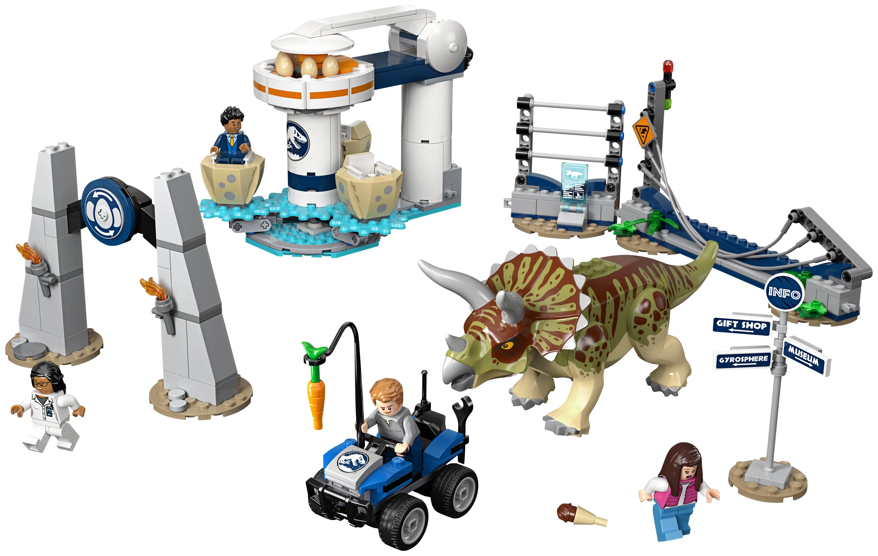 LEGO Jurassic World Triceratops Rampage 75937 ATV Motorcycle Model Dinosaur Figure Building Toy (447 Pieces)