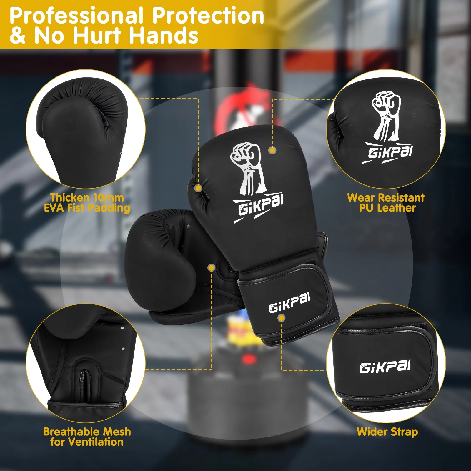 GIKPAL Freestanding Punching Bag 70”-180lbs with Stand for Adult Teens Kids, Kickboxing Bag with 12 Suction Cup Base for Home Office Gym,Black