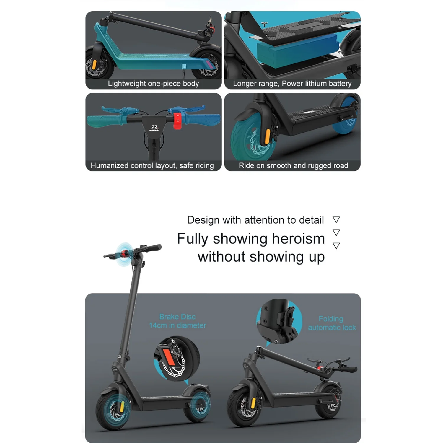 Xhy Electric Scooter for Adults 500W Motor with Bright Headlight and Taillight 10” Tires Foldable 40.3 Miles Range Motorized Scooter Fast Charging Battery Commuter Mopeds Black