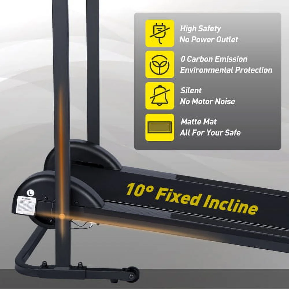 Manual Treadmill Non Electric Treadmill with 10?? Incline Small Foldable Treadmill for Apartment Home Walking Running