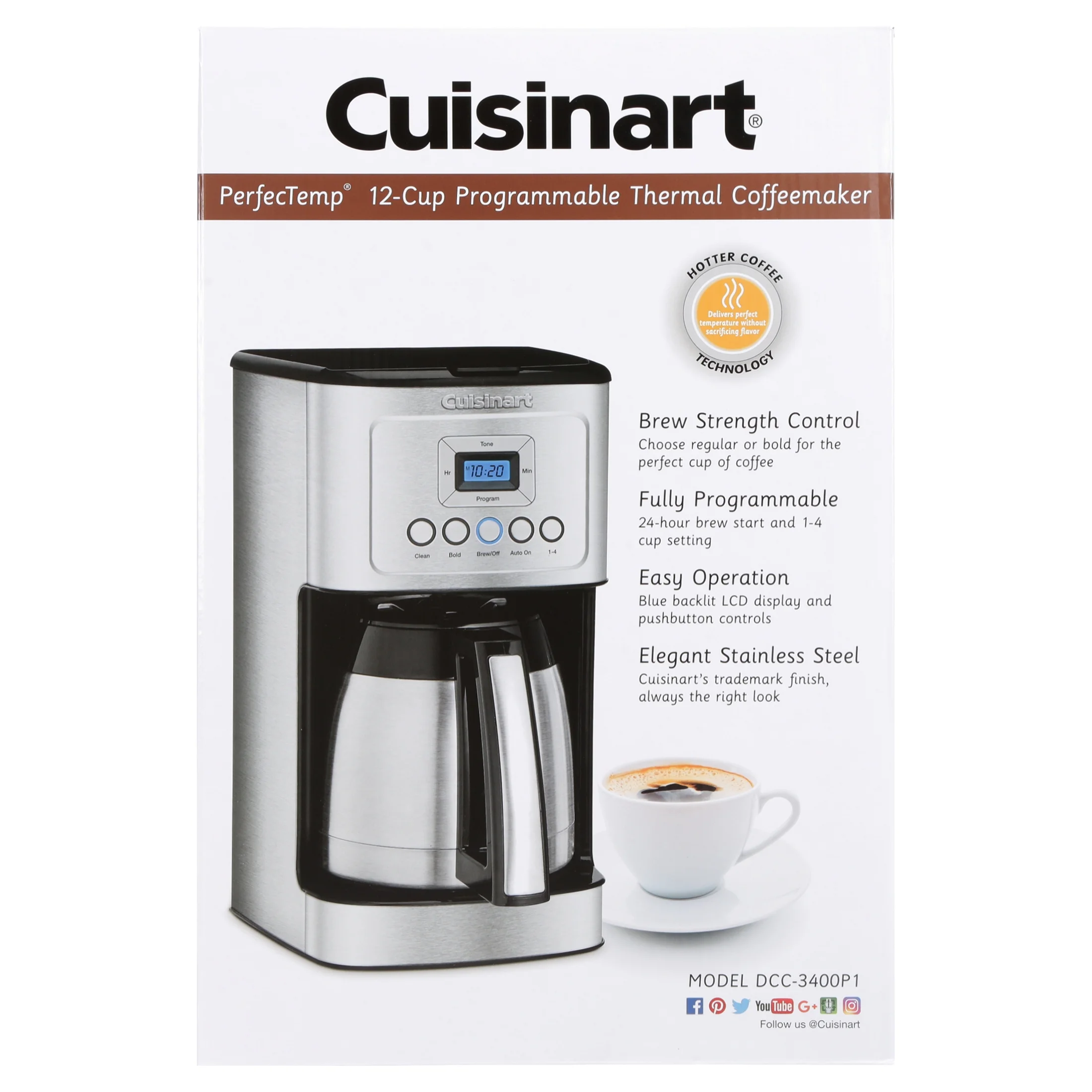 Cuisinart 12 Cup Programmable Thermal Coffeemaker, Silver, DCC-3400P1