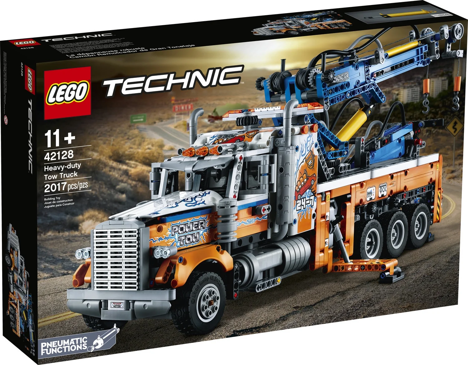 LEGO Technic Heavy-Duty Tow Truck 42128 with Crane Toy Model Building Set, Engineering for Kids Series