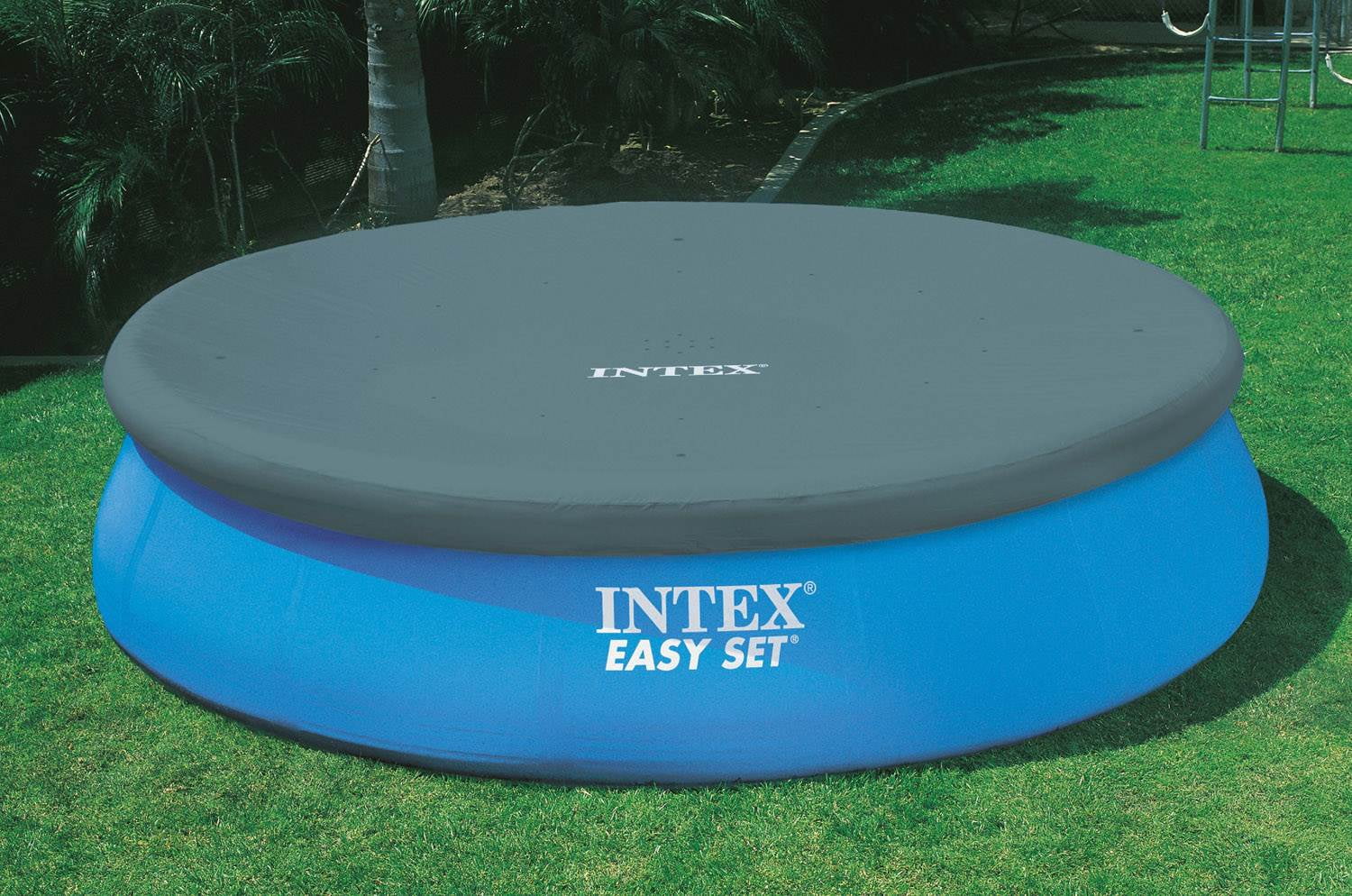 Intex 48in x 18ft Inflatable Round Metal Frame Above Ground Pool with Ladder, Pump & Cover