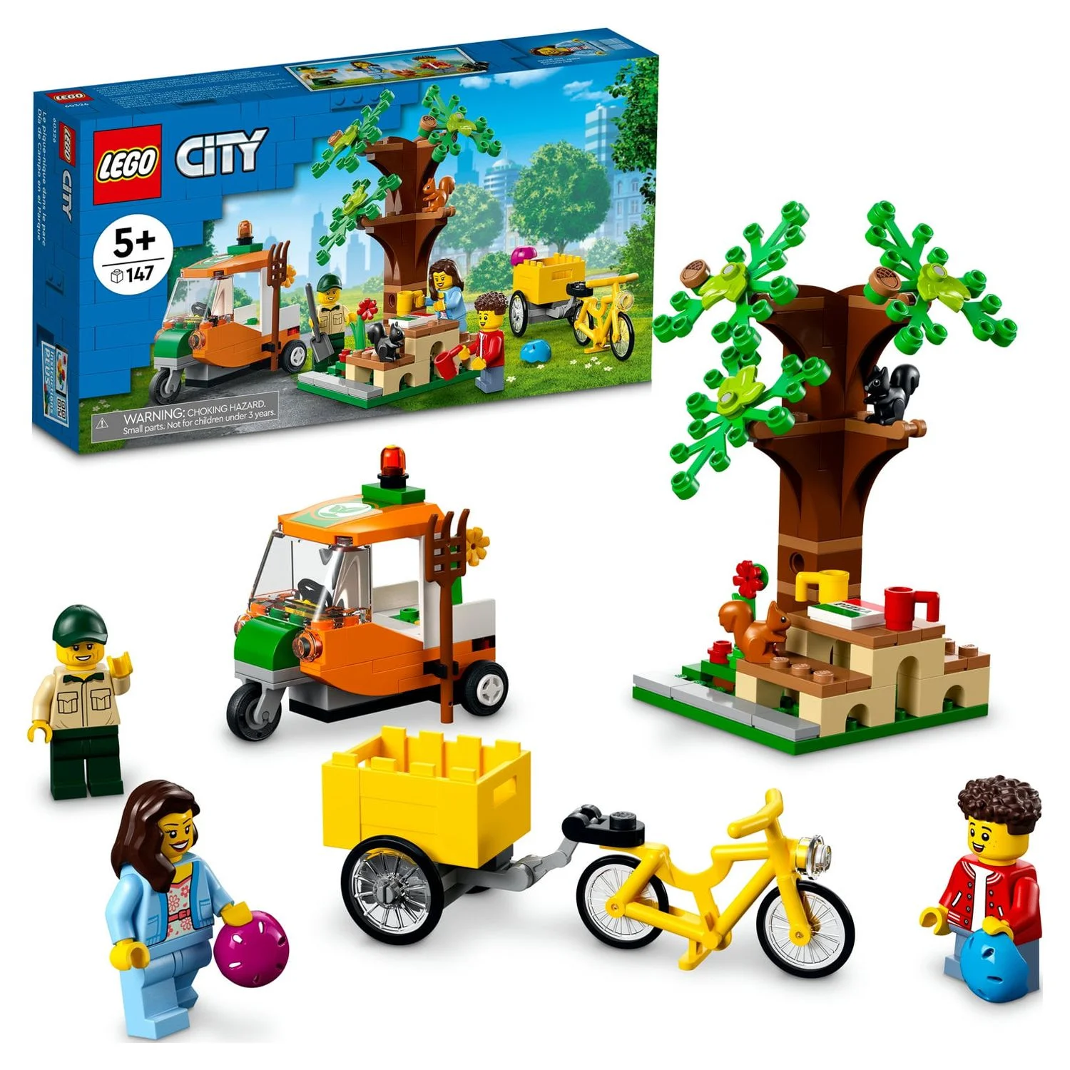 LEGO City Picnic in the Park 60326 Building Kit for Kids Aged 5 and Up; Includes 3 Minifigures and 2 Squirrel Figures (147 Pieces)