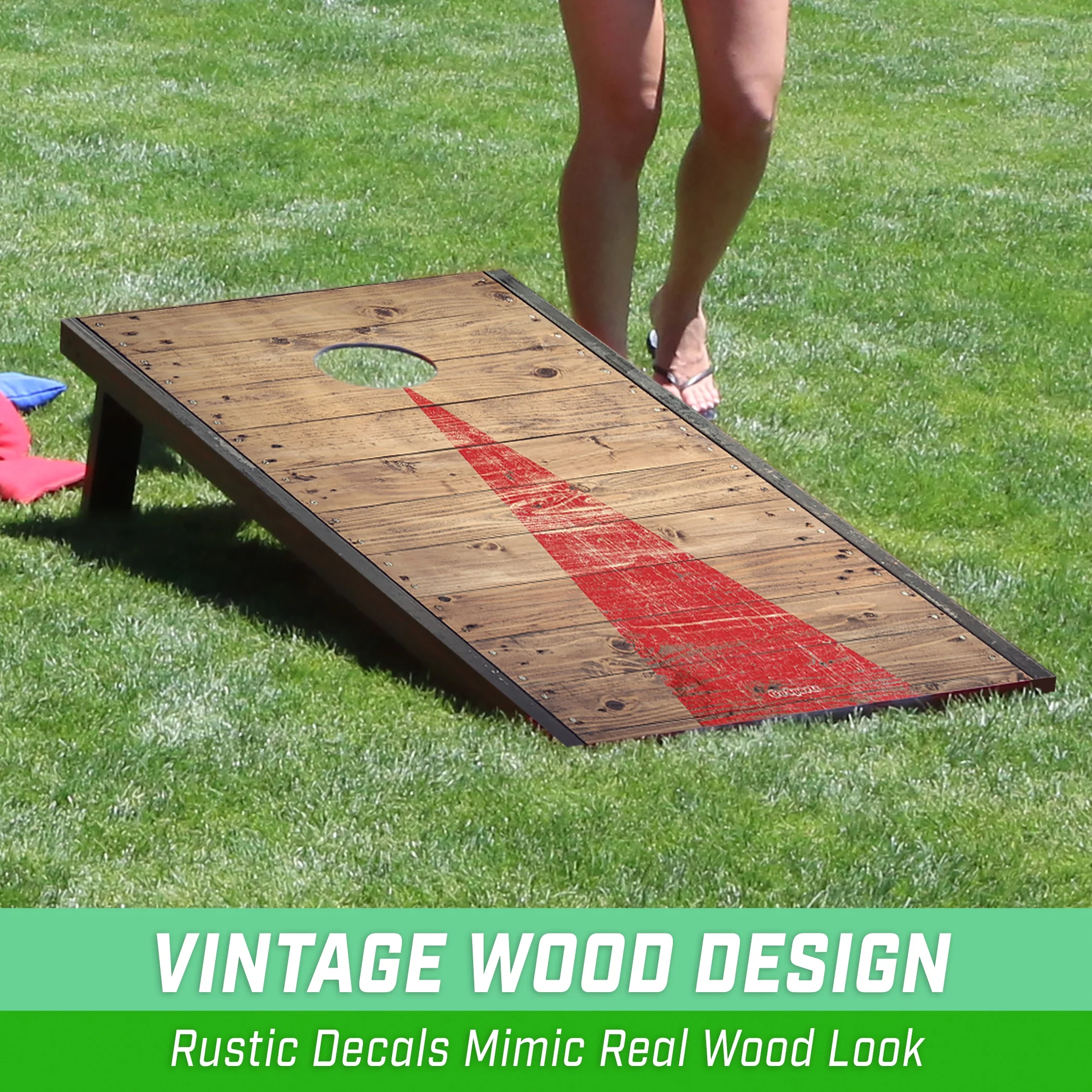 GoSports Classic Cornhole Beanbag Toss Game Set with Rustic Wood Decals