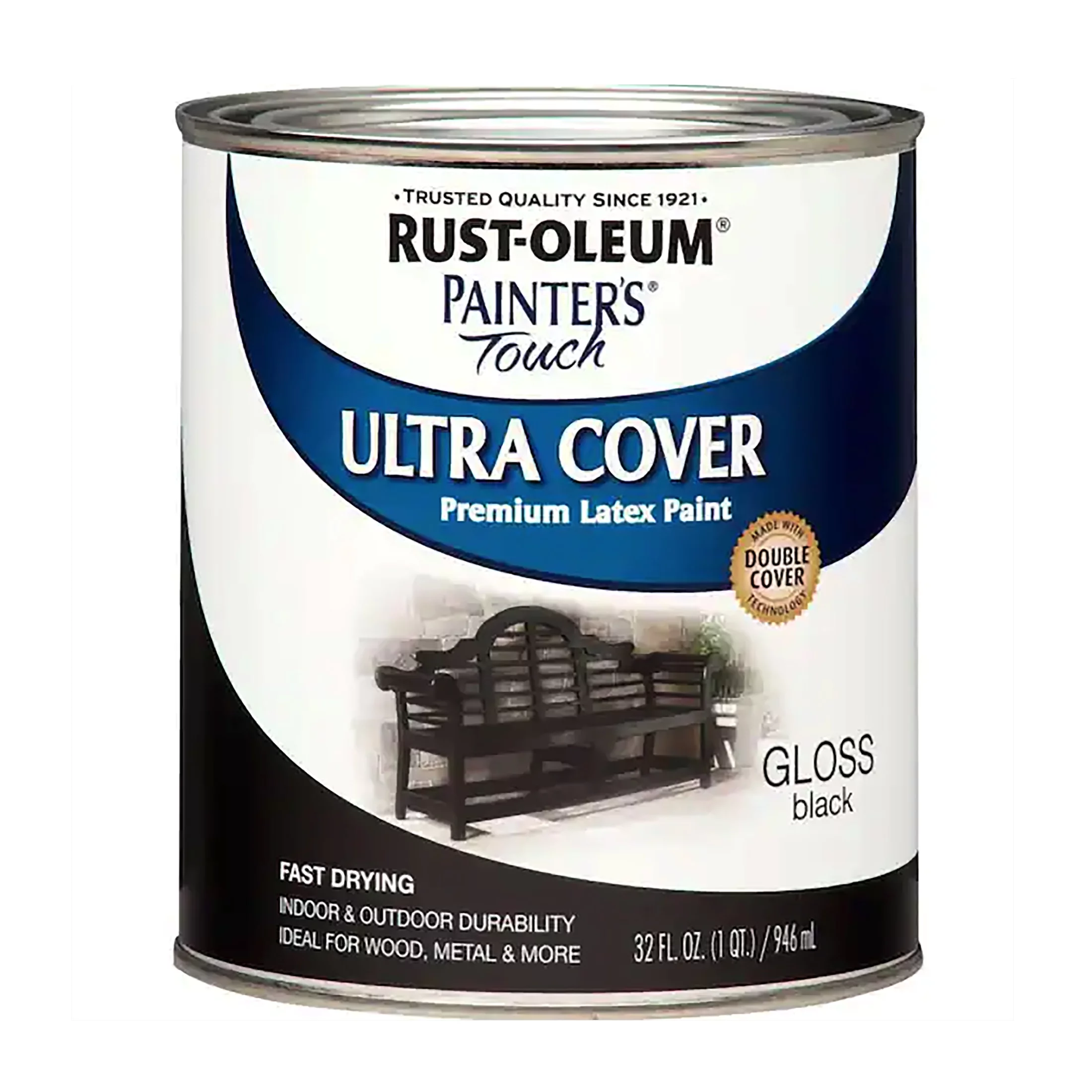 Black, Rust-Oleum American Accents Ultra Cover Gloss Premium Latex Paint-276166, Quart