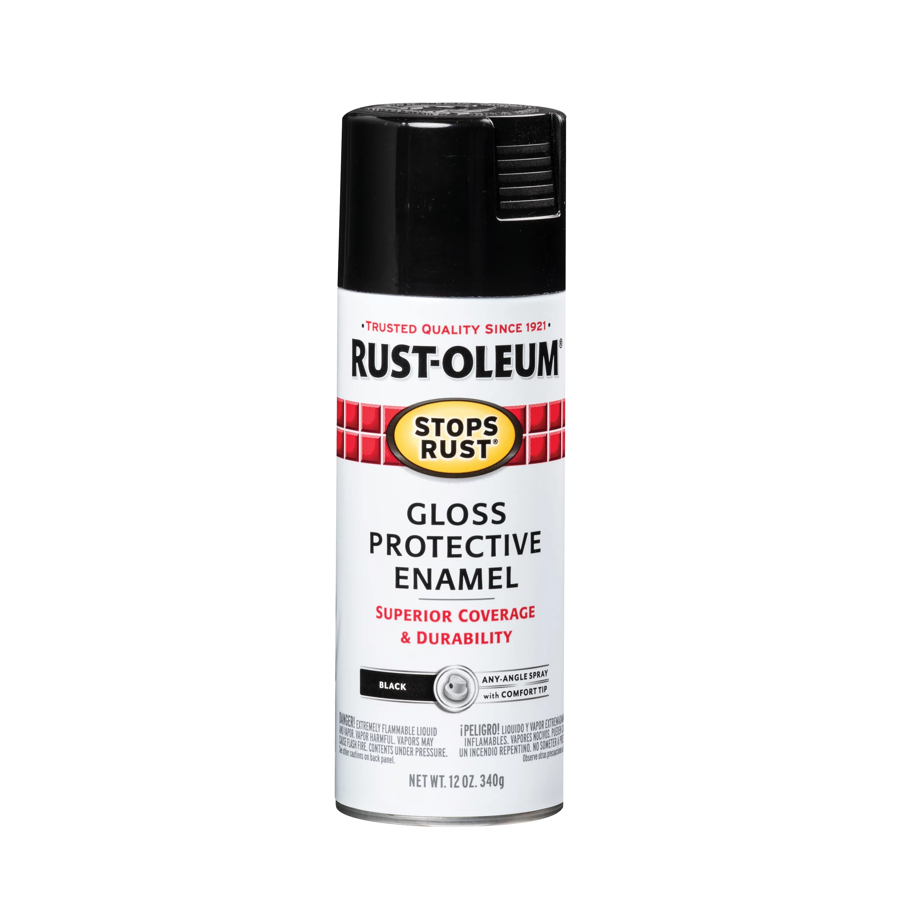 Black, Rust-Oleum Stops Rust Gloss Protective Enamel Spray Paint-7779830, 12 oz