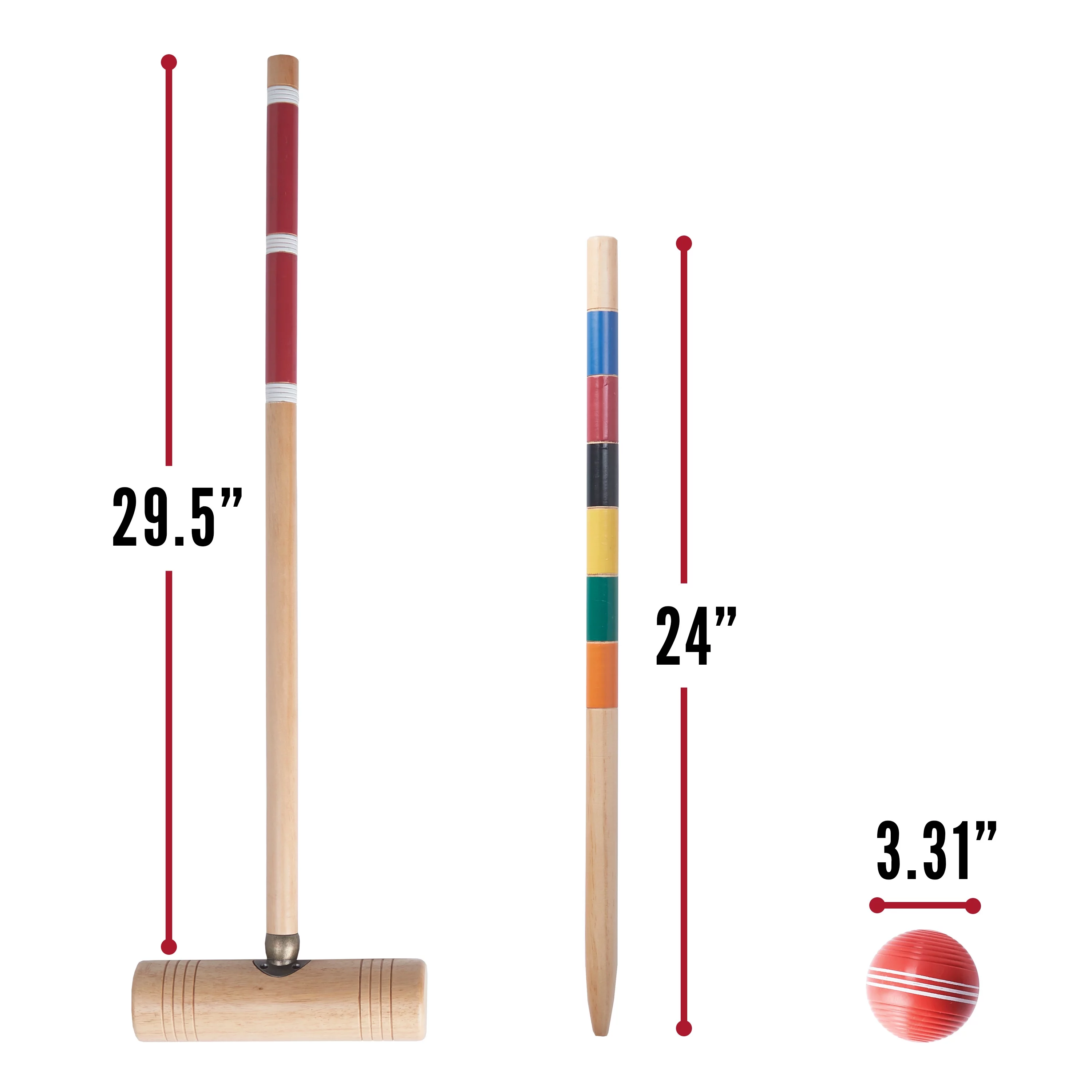 Franklin Sports Croquet Set – 6 Player Mallets + Balls + Wickets Set – Family