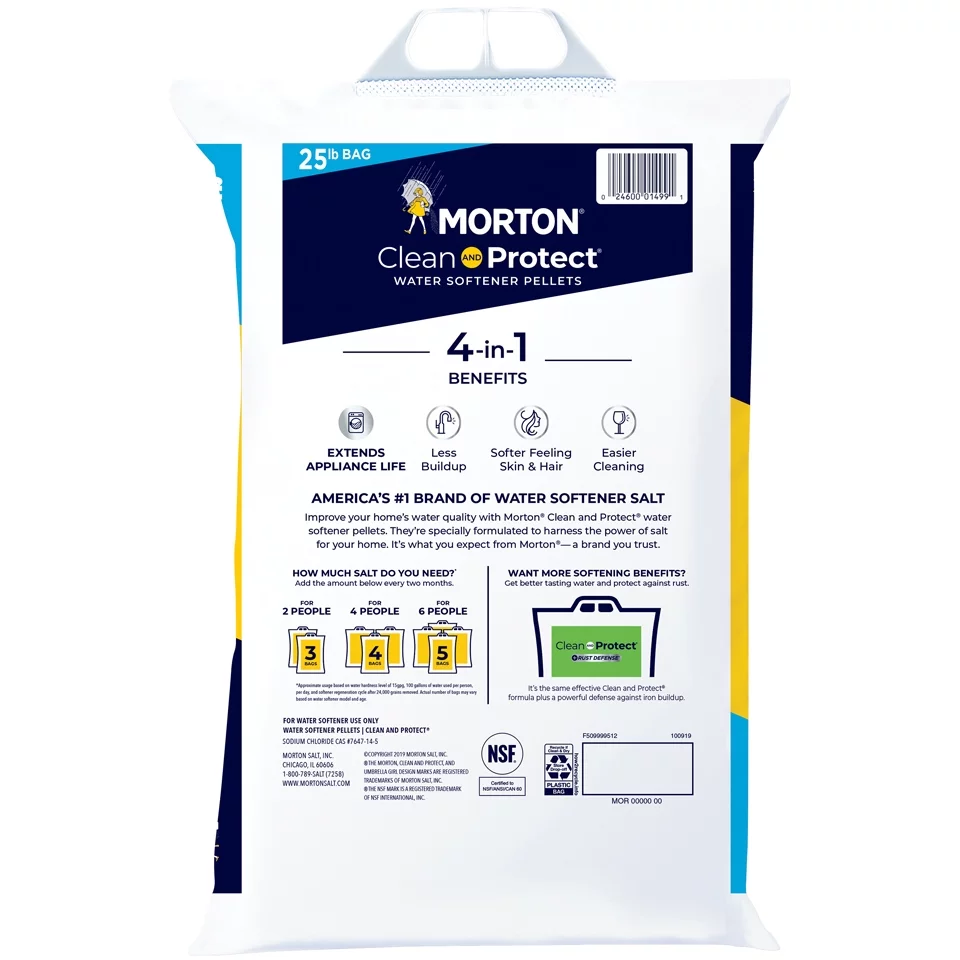 Morton Salt Water Softener Clean and Protect Pellets, 25 lb. Bag