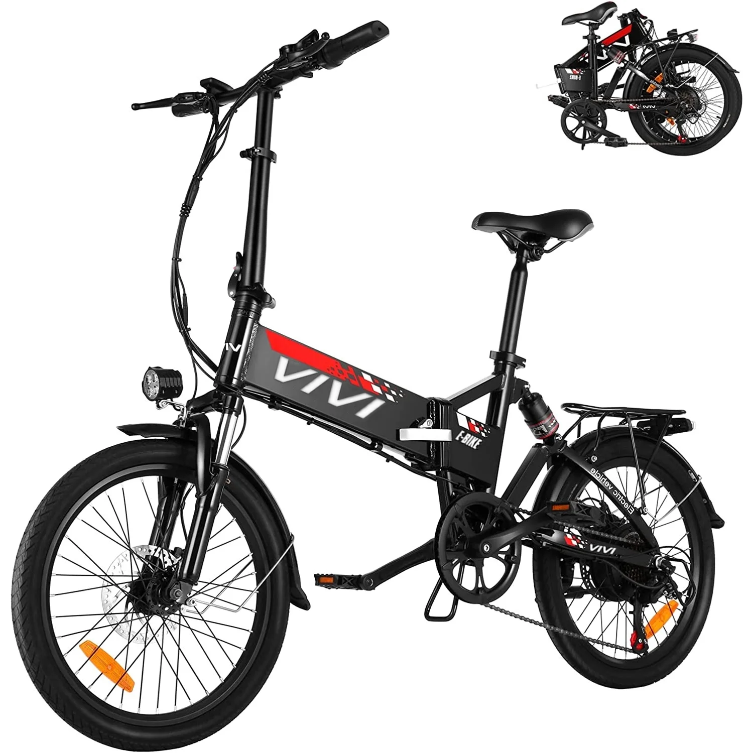 Vivi Electric Bike for Adults 20″ Folding Electric Bike 500W Electric Bike Commuter Bike 20MPH Full Suspension Electric Bike with Cruise Control