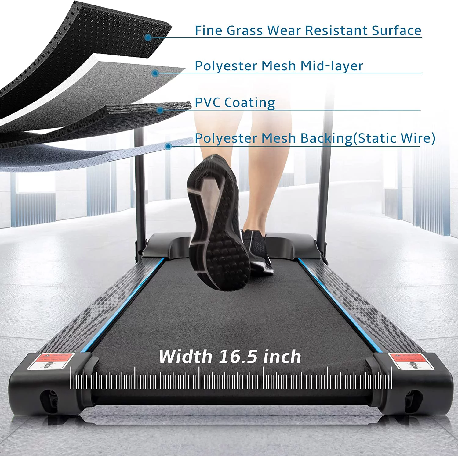 Folding Treadmills for Home – 3.5HP Portable Running Machine with Incline, 17″ Wide Foldable Electric Treadmill for Walking Jogging Exercise with Bluetooth, 300 LBS Capacity Weight