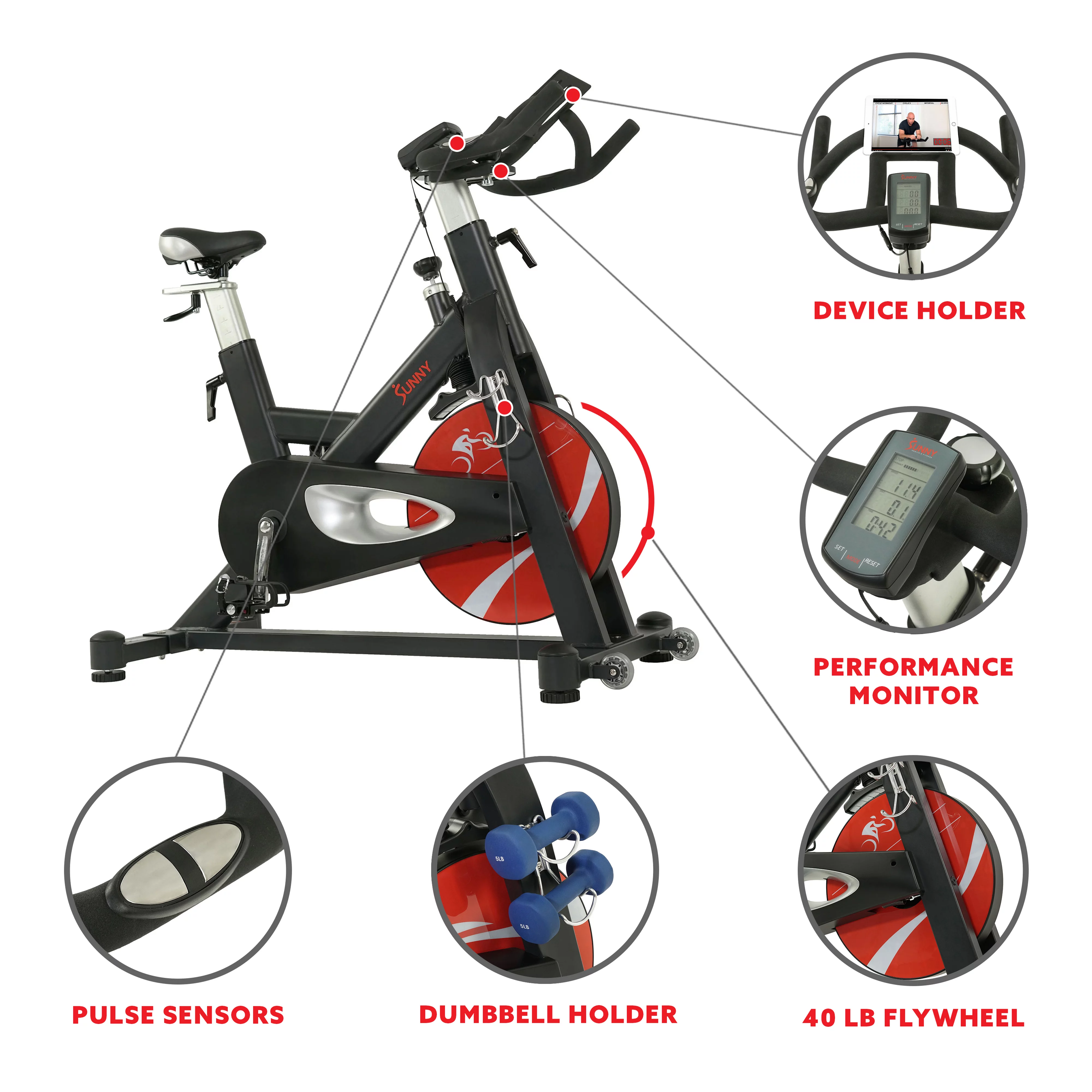 Sunny Health & Fitness Evolution Pro II Magnetic Indoor Cycle Exercise Bike with Device Holder -SF-B1986