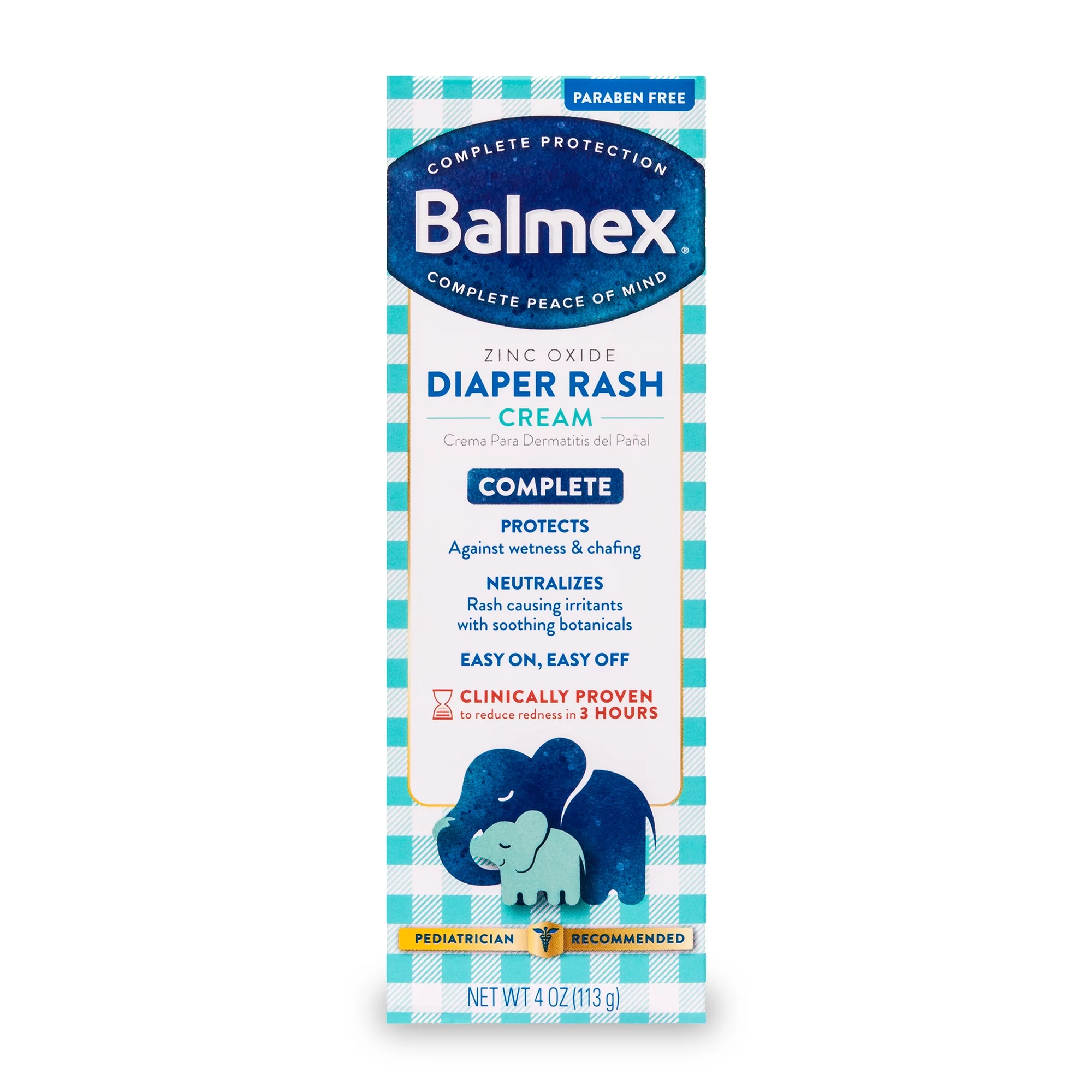 Balmex Complete Protection Baby Diaper Rash Cream with Zinc Oxide & Soothing Botanicals, 4 oz