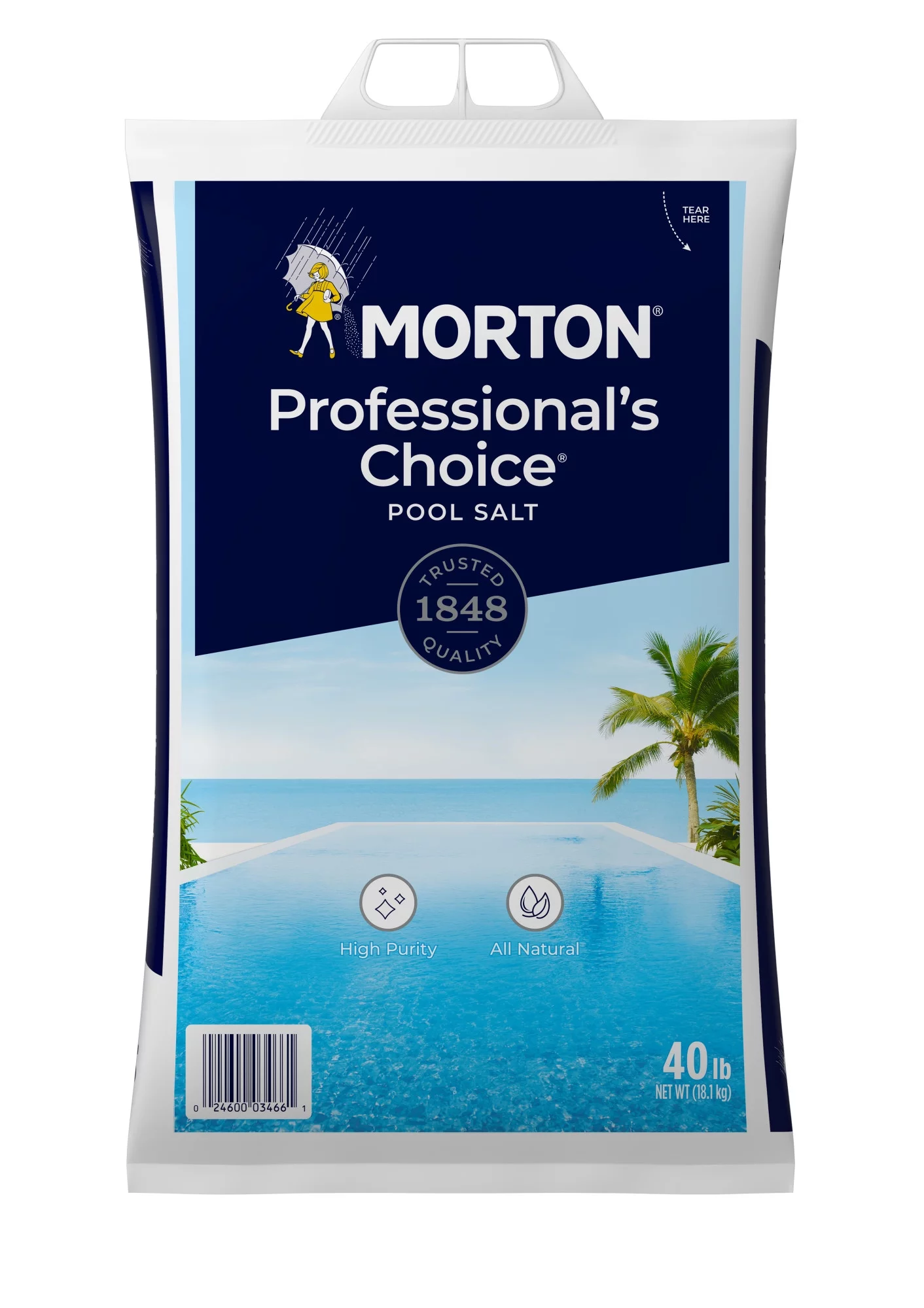 Morton Salt Professional’s Choice All Natural Salt for Swimming Pools, 40 lb. Bag