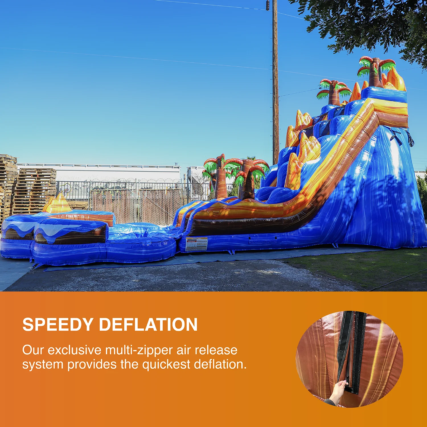 JumpOrange 19′ Oasis Commercial Grade Water Slide Inflatable with Detachable Pool for Kids and Adults (with Blower), Outdoor Tall Waterslide, PVC Vinyl