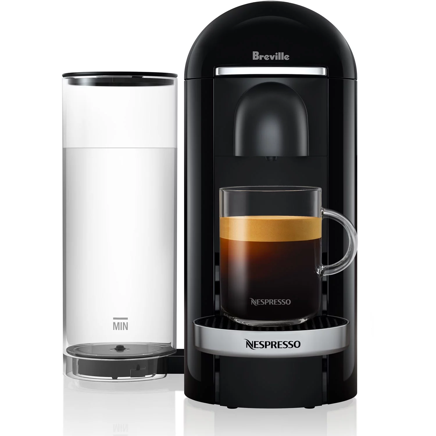 Breville New Nespresso Vertuo Plus Deluxe Coffee & Espresso Single-Serve Machine in Piano Black