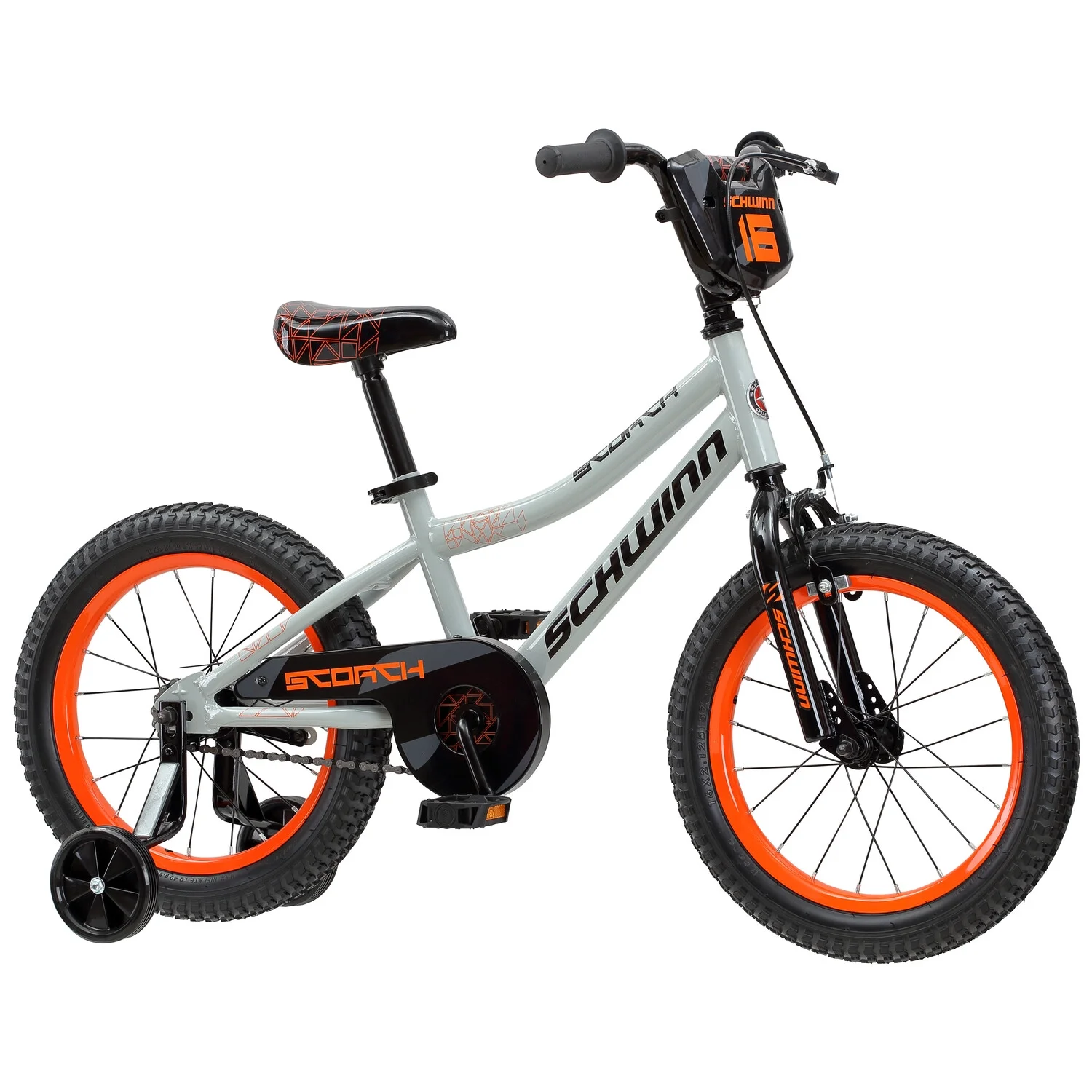 Schwinn Scorch Boy’s Bicycle with 16 In. Training Wheels, Color – Gray, Style – Boy’s Juvenile