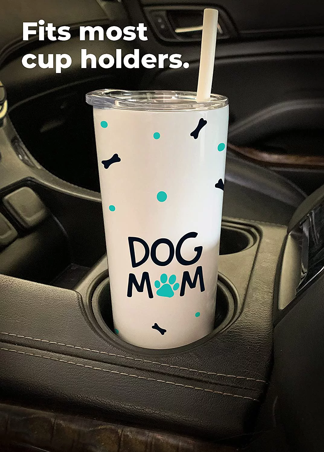 SassyCups Stainless Steel Dog Mom Tumbler, Cup For Dog Lover, White, Mint, Black, 20 oz