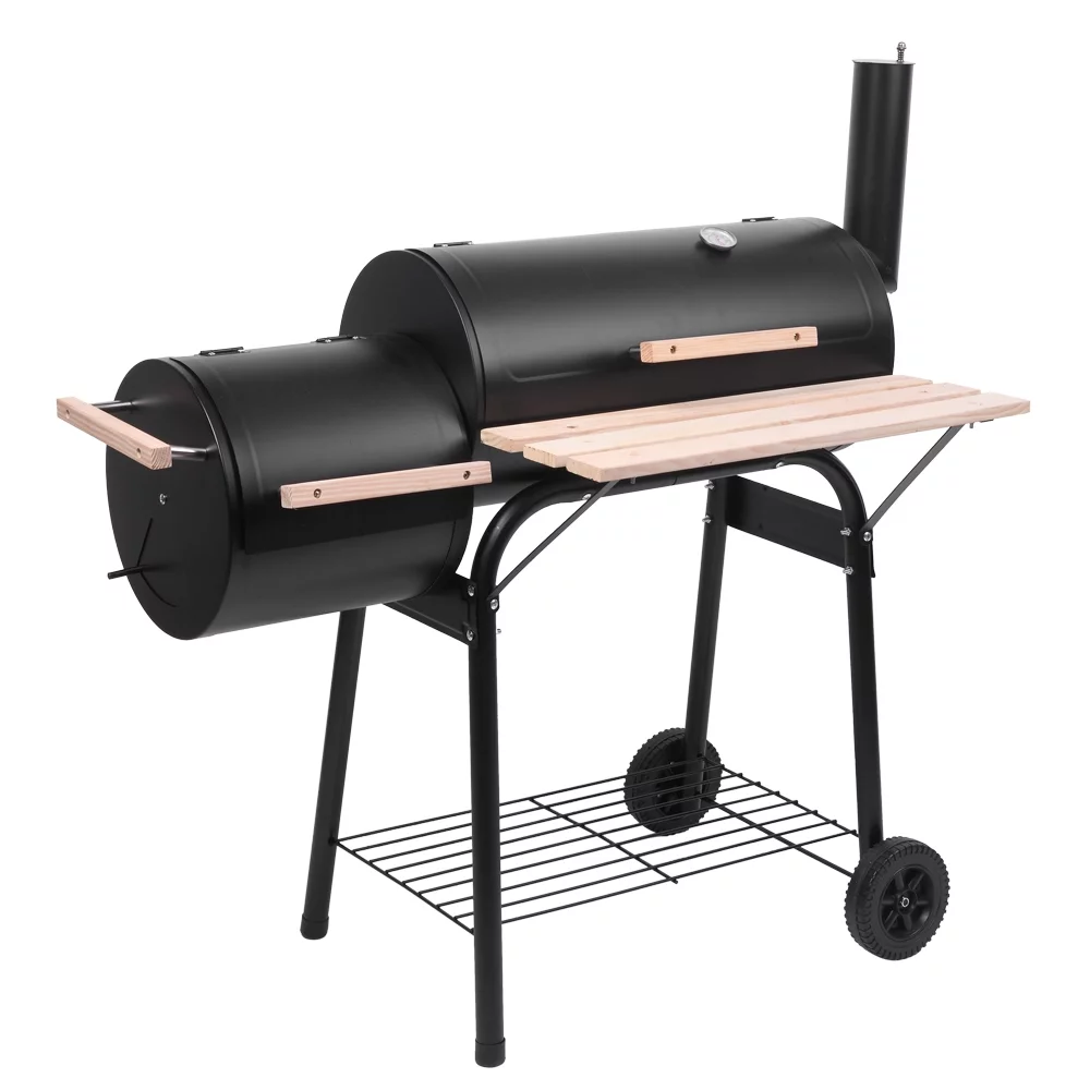 UBesGoo Charcoal Grill Portable BBQ Grill and Offset Smoker Steel BBQ Pit Outdoor for Camping, Black