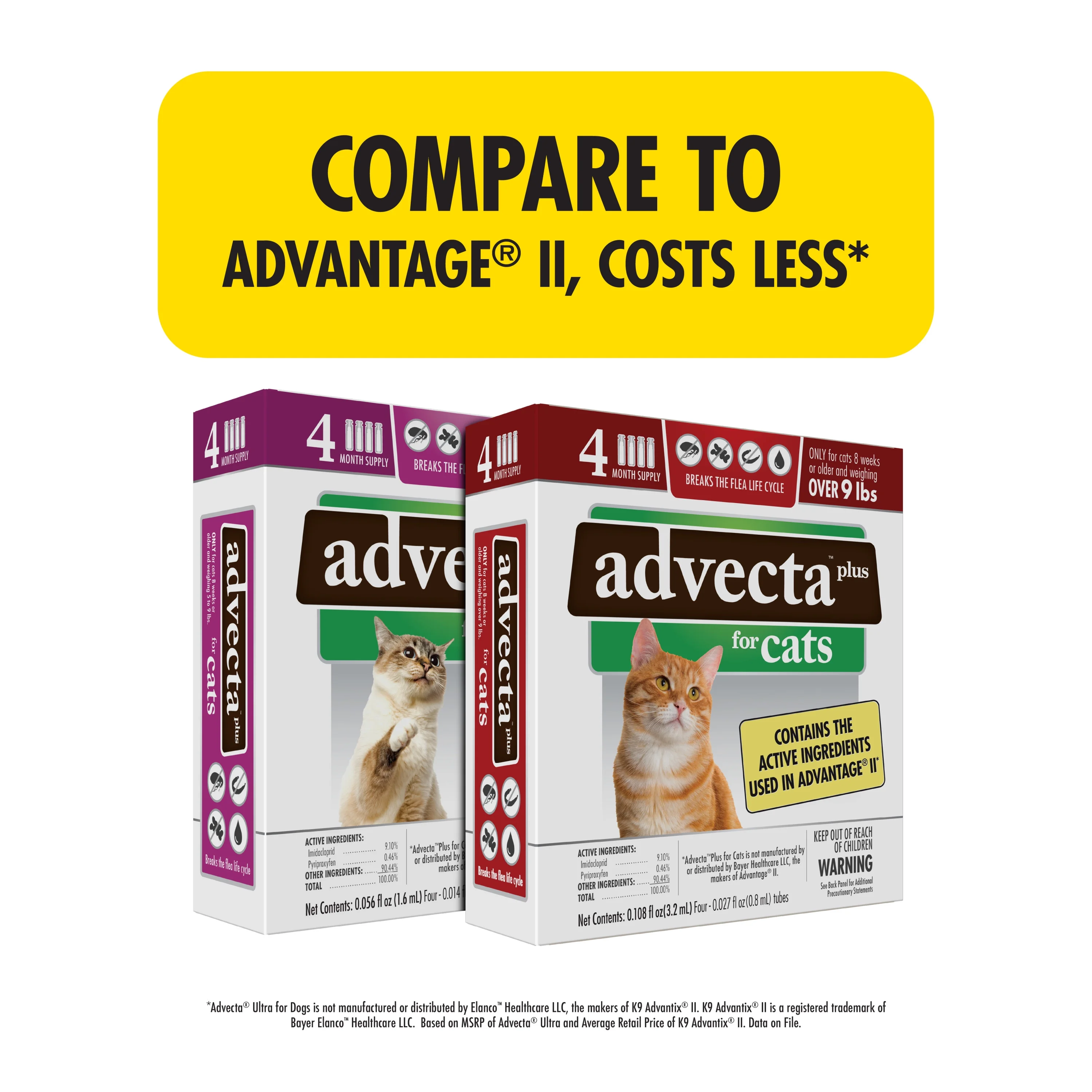 Advecta Plus Flea Protection for Large Cats, Fast-Acting Topical Flea Prevention, 4 Count