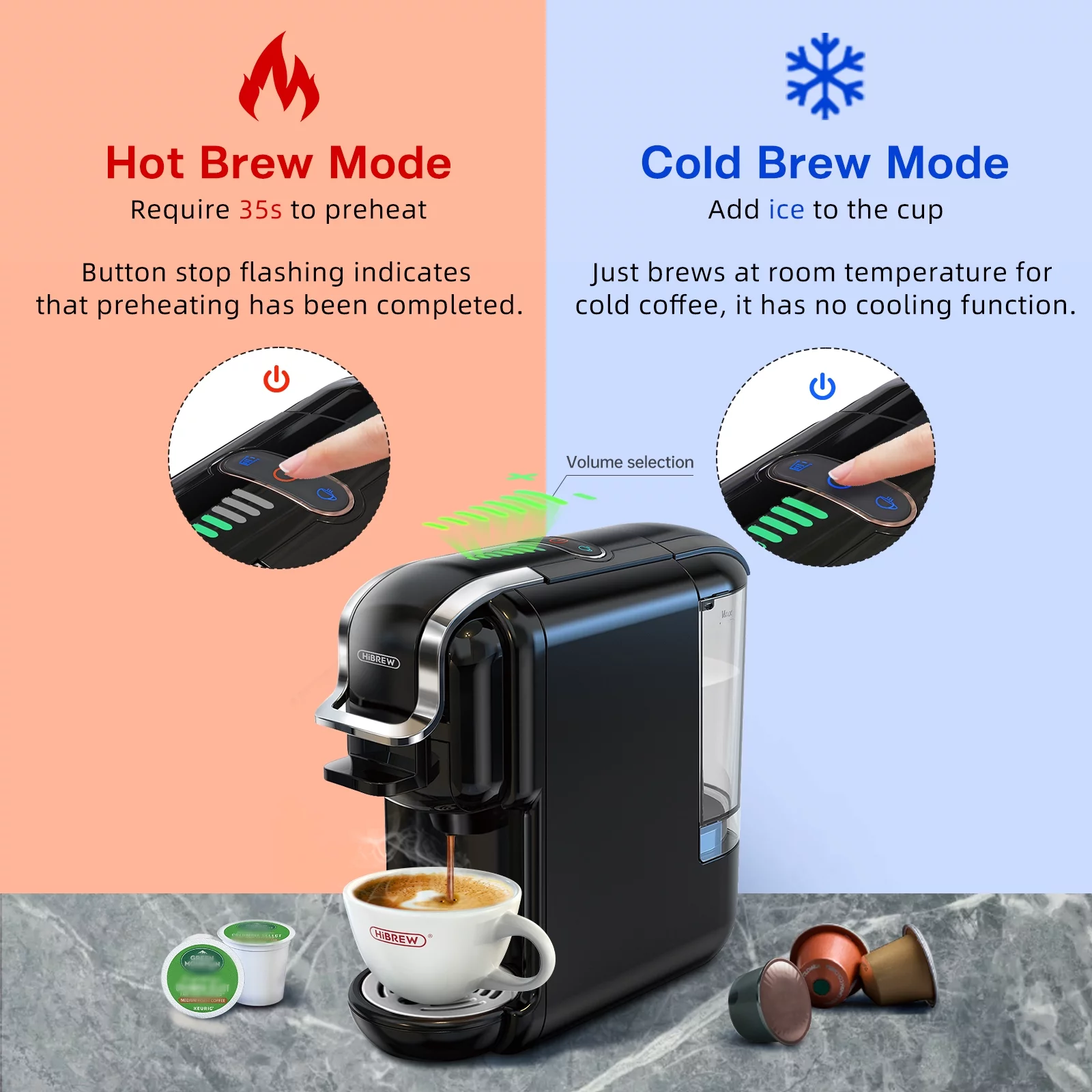 Multiple Capsule Coffee Machine, Hot/Cold Dolce Gusto Milk Nespresso Capsule ESE Pod Ground Coffee Cafeteria 19Bar 5 in 1 USA