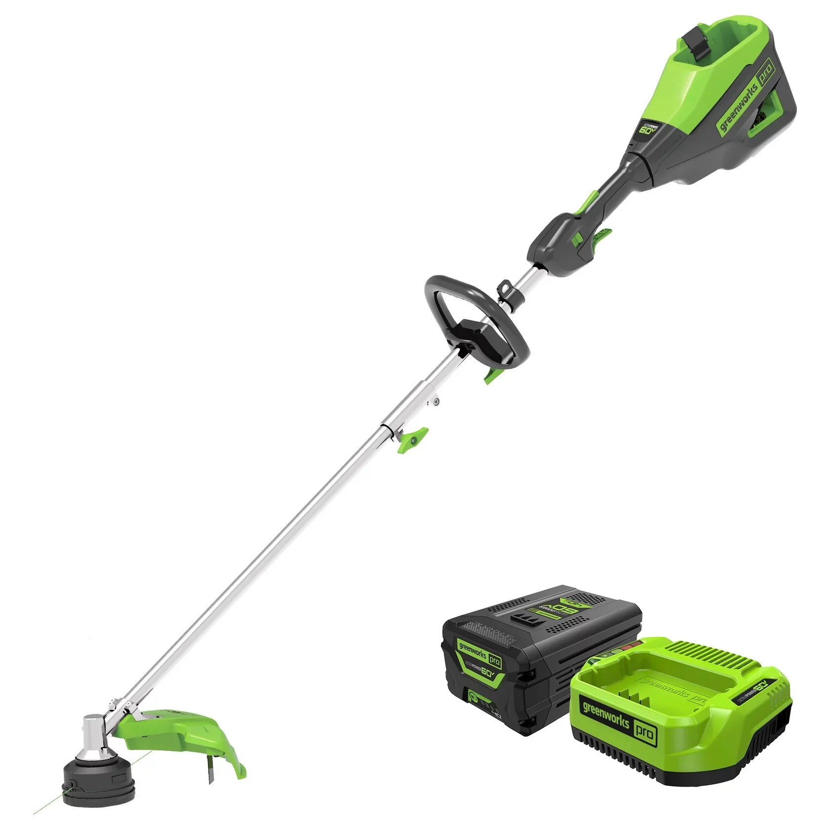 Greenworks 60V 16″ Cordless Battery String Trimmer (Attachment Capable) with 4.0Ah Battery & Charger