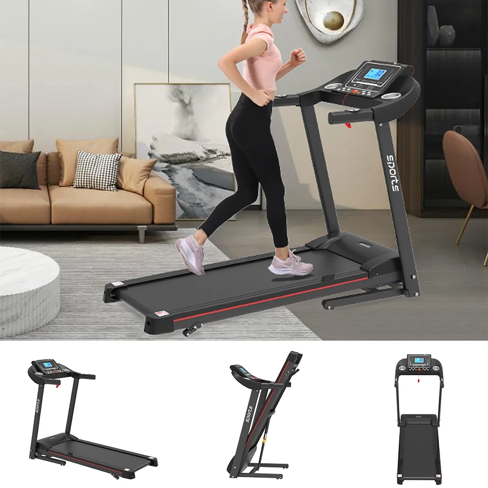 CUH Portable Treadmill Folding Easy Assembly Treadmills With Incline MP3 Music Running Machine Electric Exercise Jogger