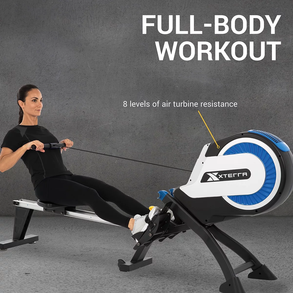 XTERRA Fitness ERG500 Advanced Air Turbine Rower with 8 Resistance Levels, 300 lb Weight Limit