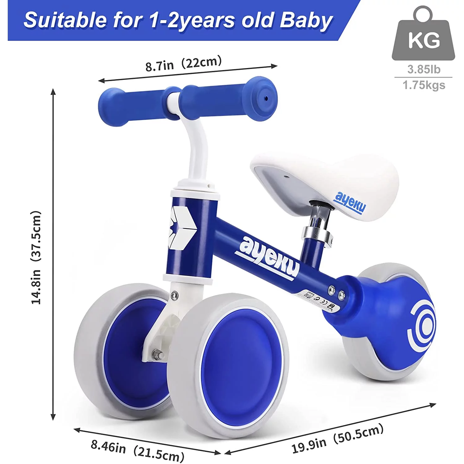 CIPACHO 19″ Baby Balance Bike Toys for 1 Year Old Boy Gifts Toddler Bike 1st First Birthday Gifts Baby Toys Tricycles for 1-3 Year Olds, Blue