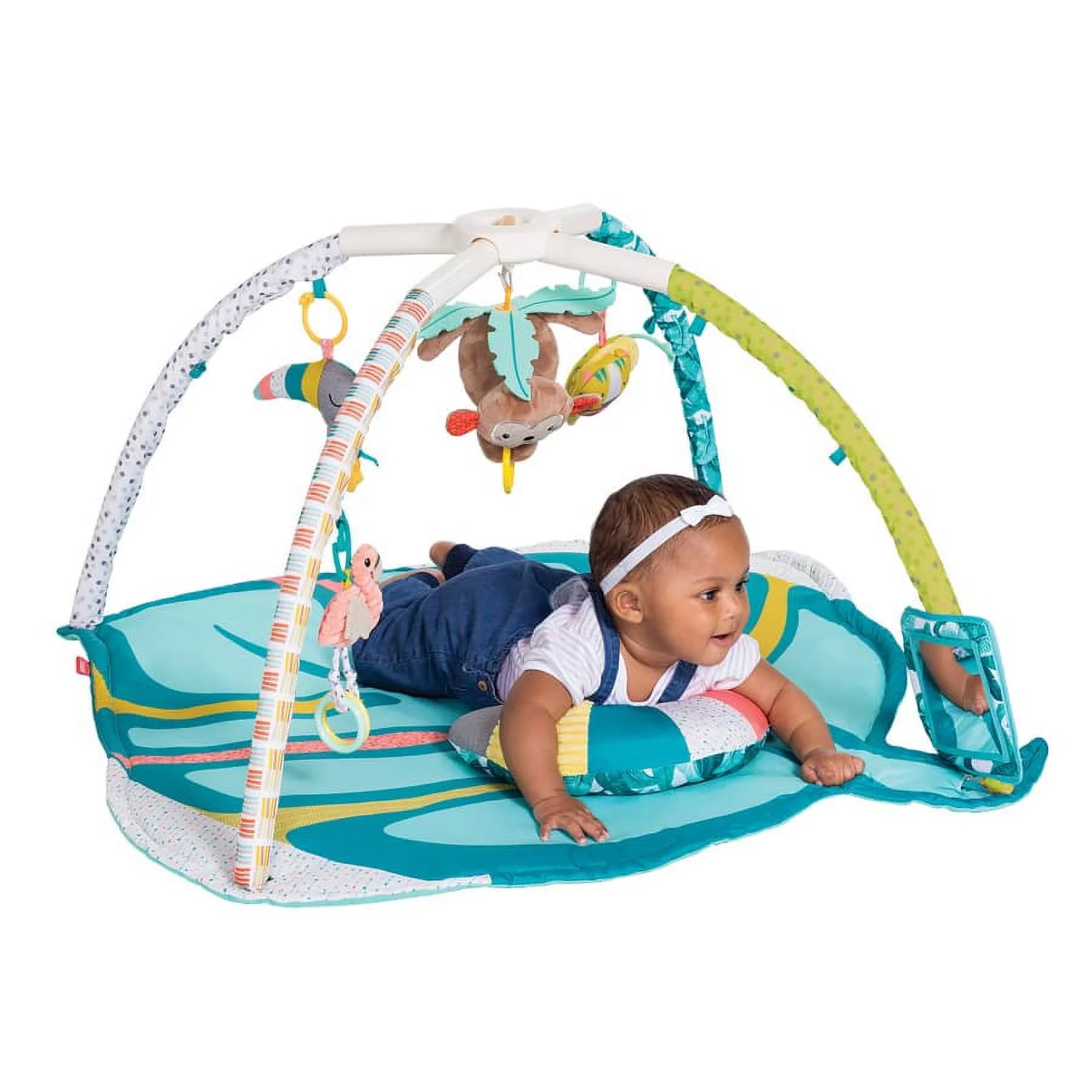 Infantino 4-in-1 Deluxe Twist & Fold Activity Gym & Play Mat, for Babies 0-36 Months, Green Tropical