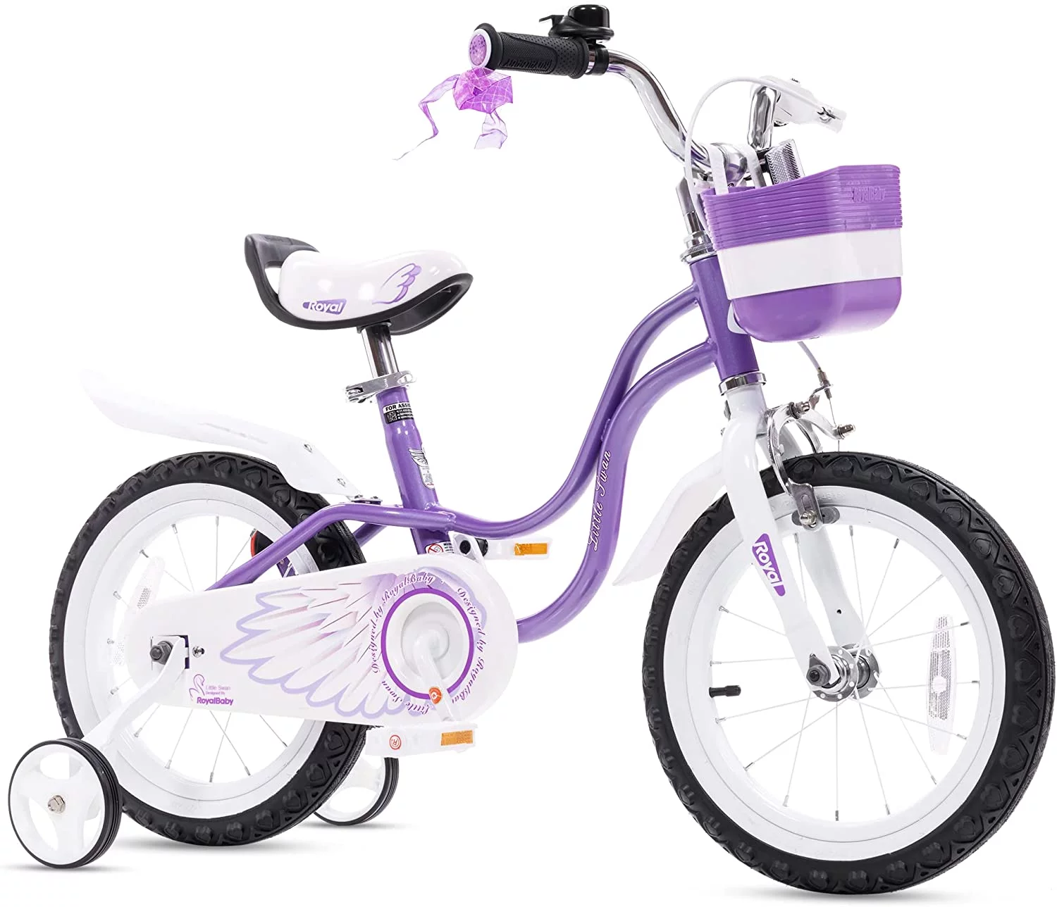 Royalbaby Little Swan Pink 14 Girl’s Bicycle with Training Wheels and Basket