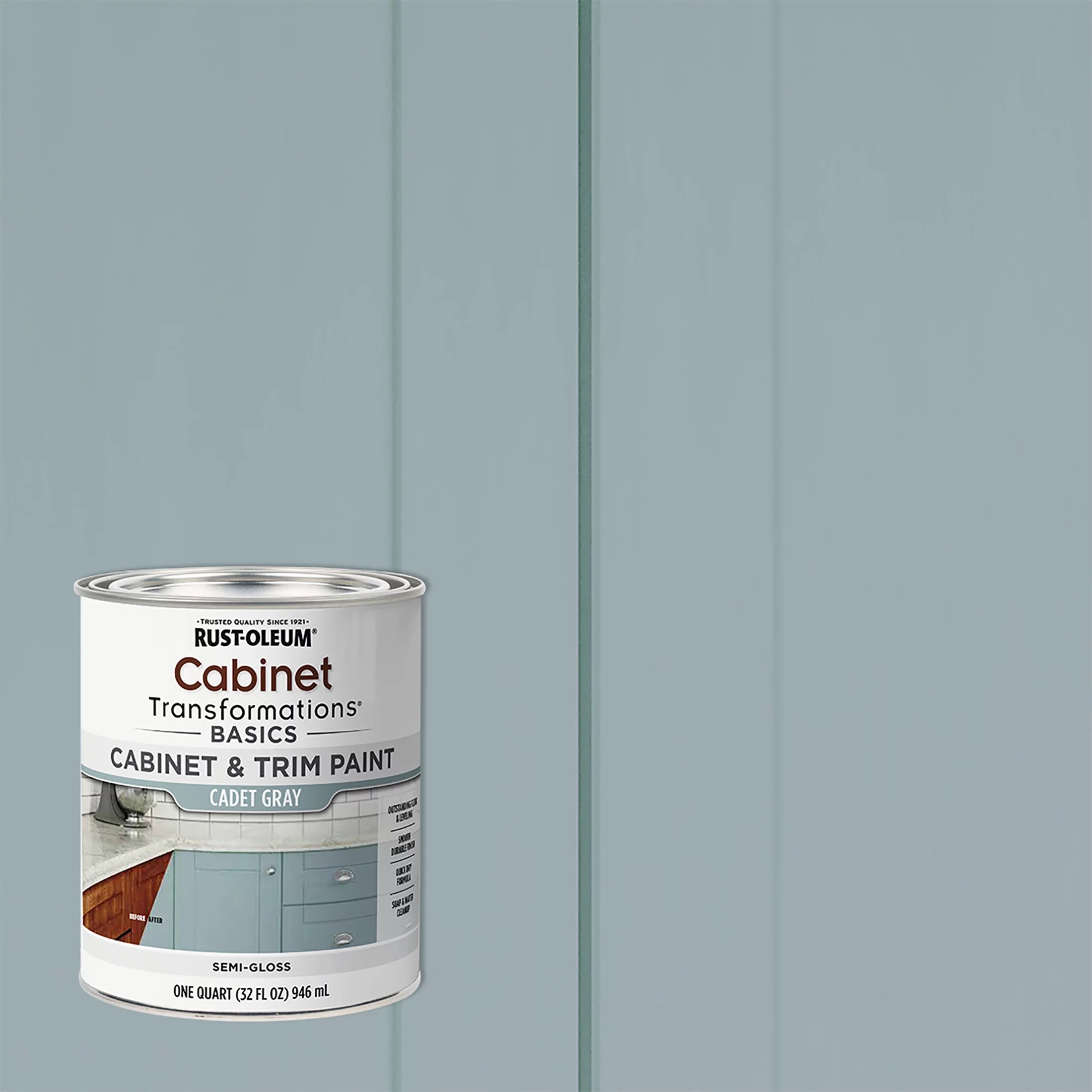 Pure White, Rust-Oleum Transformations Semi-Gloss Cabinet & Trim Paint-372007, Quart